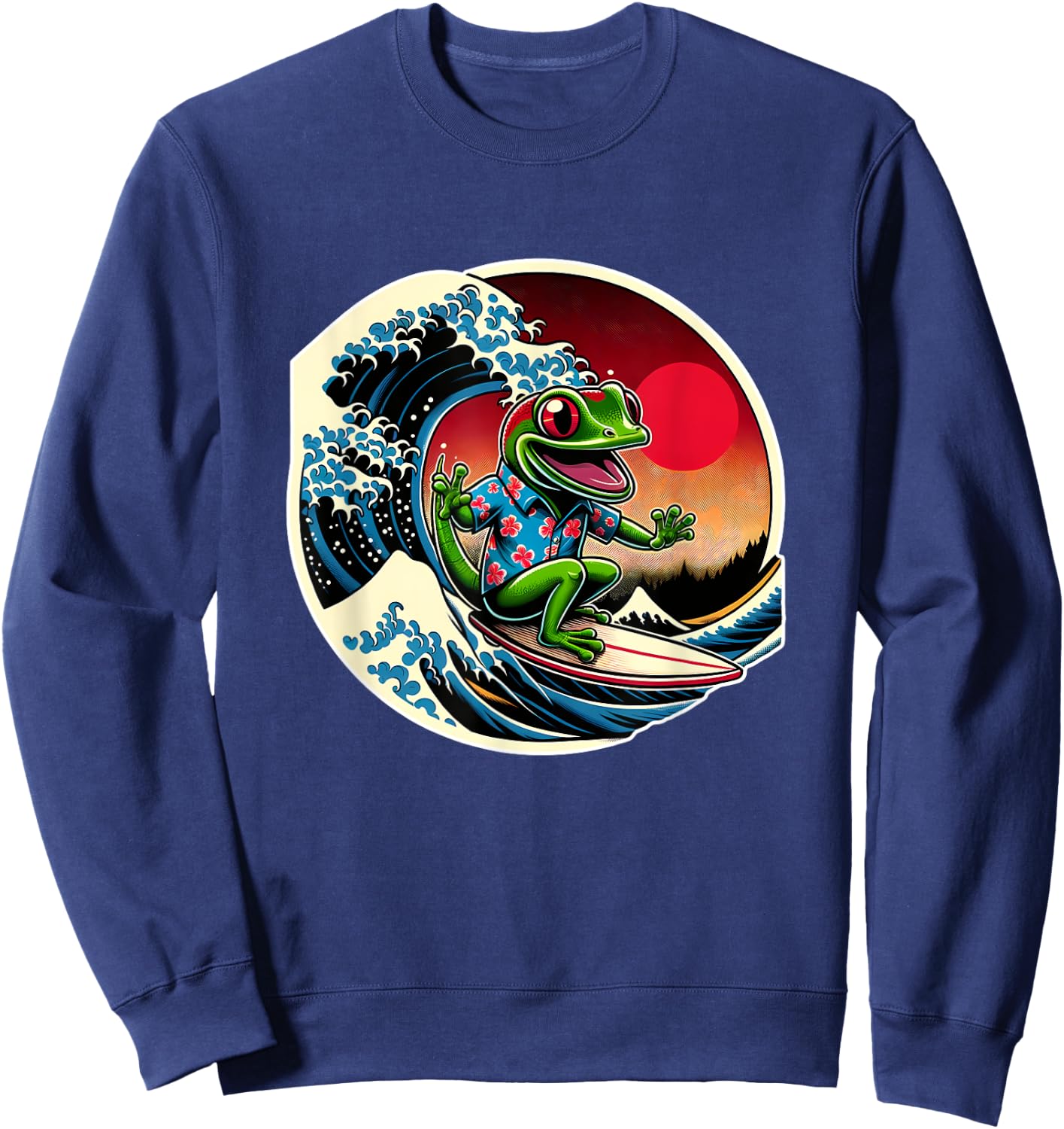 Great Wave Kanagawa Gecko Surfing Sweatshirt - Sweatshirt | Navy