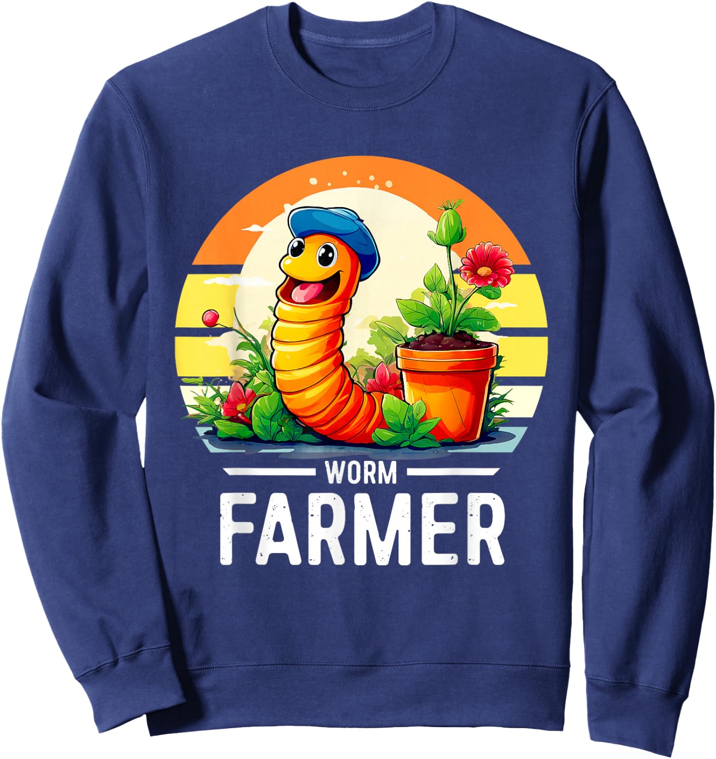 Groovy Worm Farmer | Vermiculture Vermicompost Worm Farmer Sweatshirt - Sweatshirt | Navy