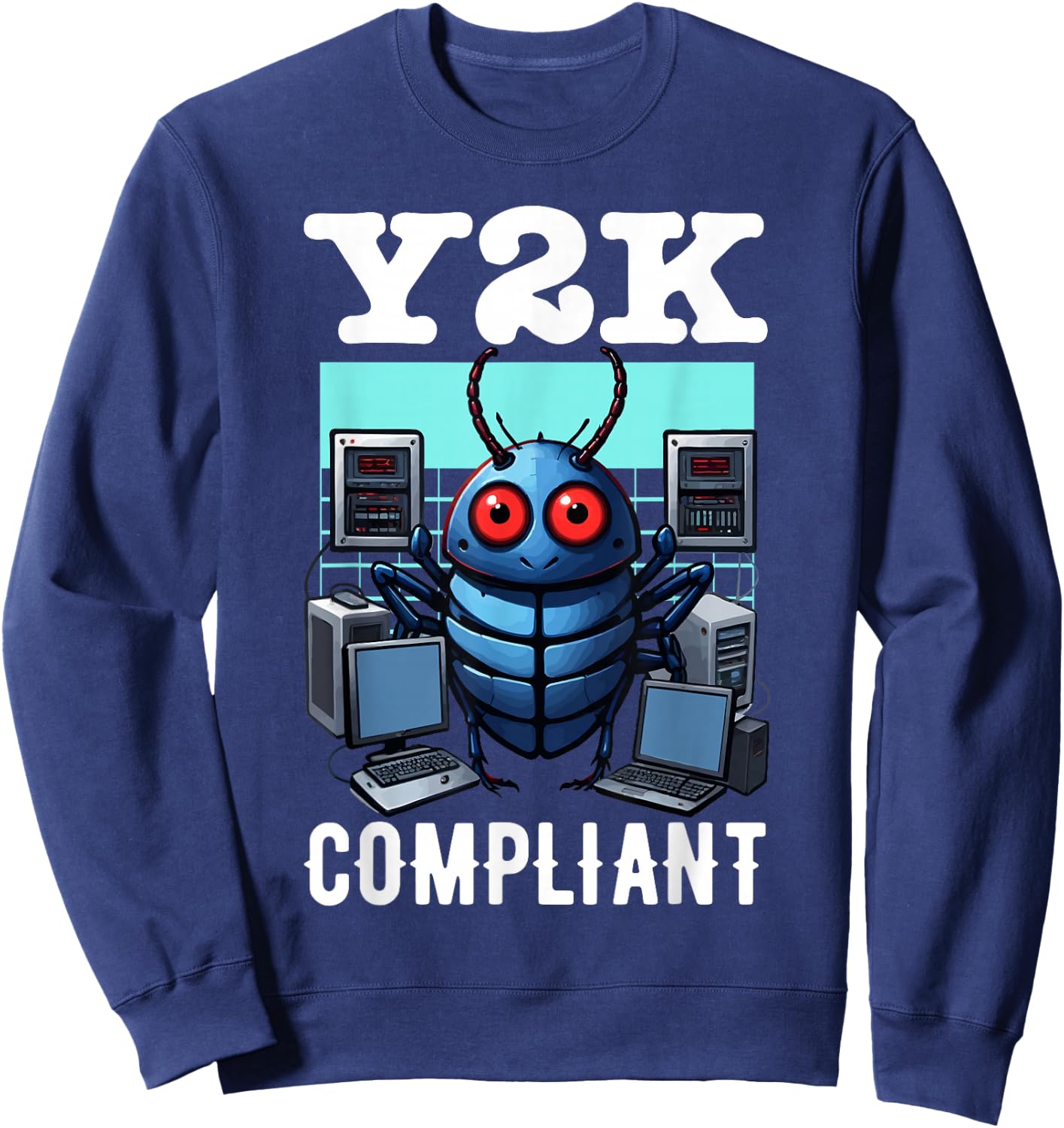 Y2K Compliant Retro Tech Bug Sweatshirt - Sweatshirt | Navy