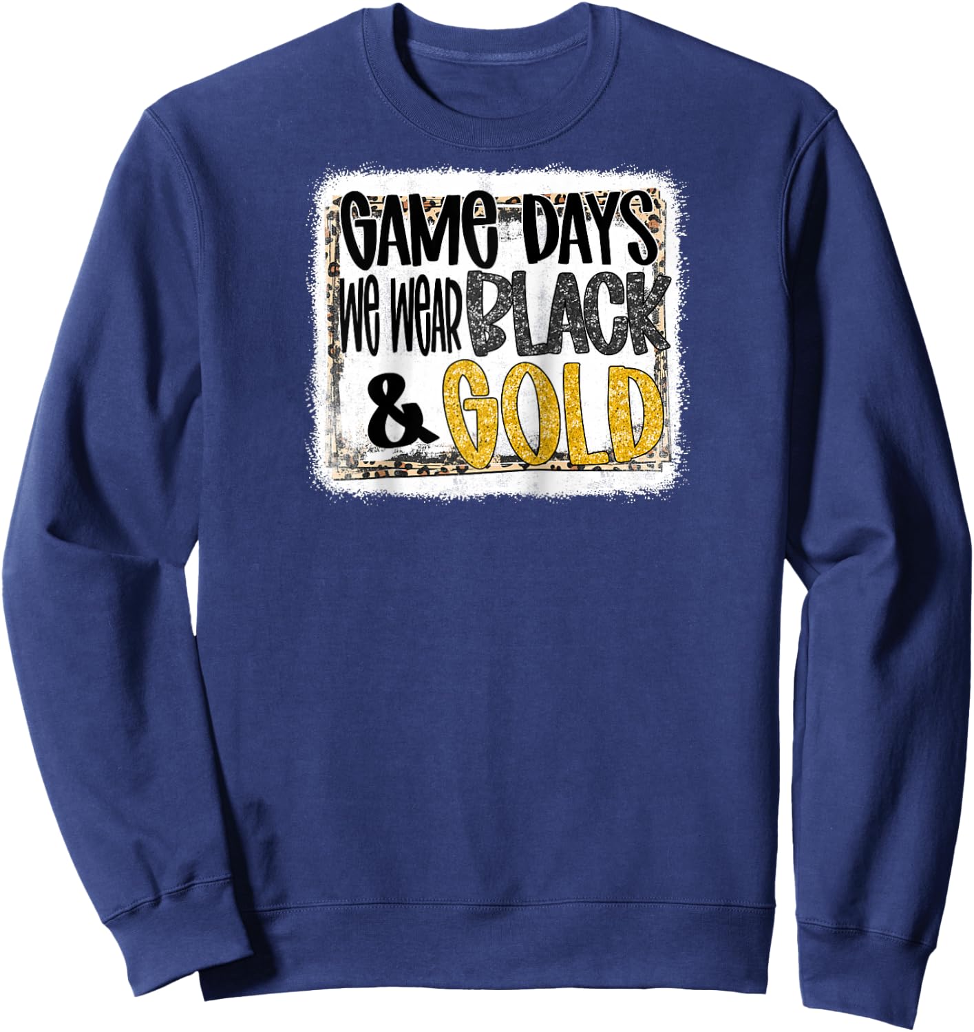 On Gameday Football We Wear Black And Gold School Spirit Raglan Baseball Sweatshirt - Sweatshirt | Navy