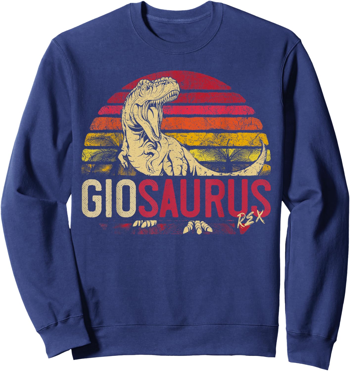 Gio Saurus Funny Personalized Dinosaur T Rex Name Boys Gift Sweatshirt - Sweatshirt | Navy