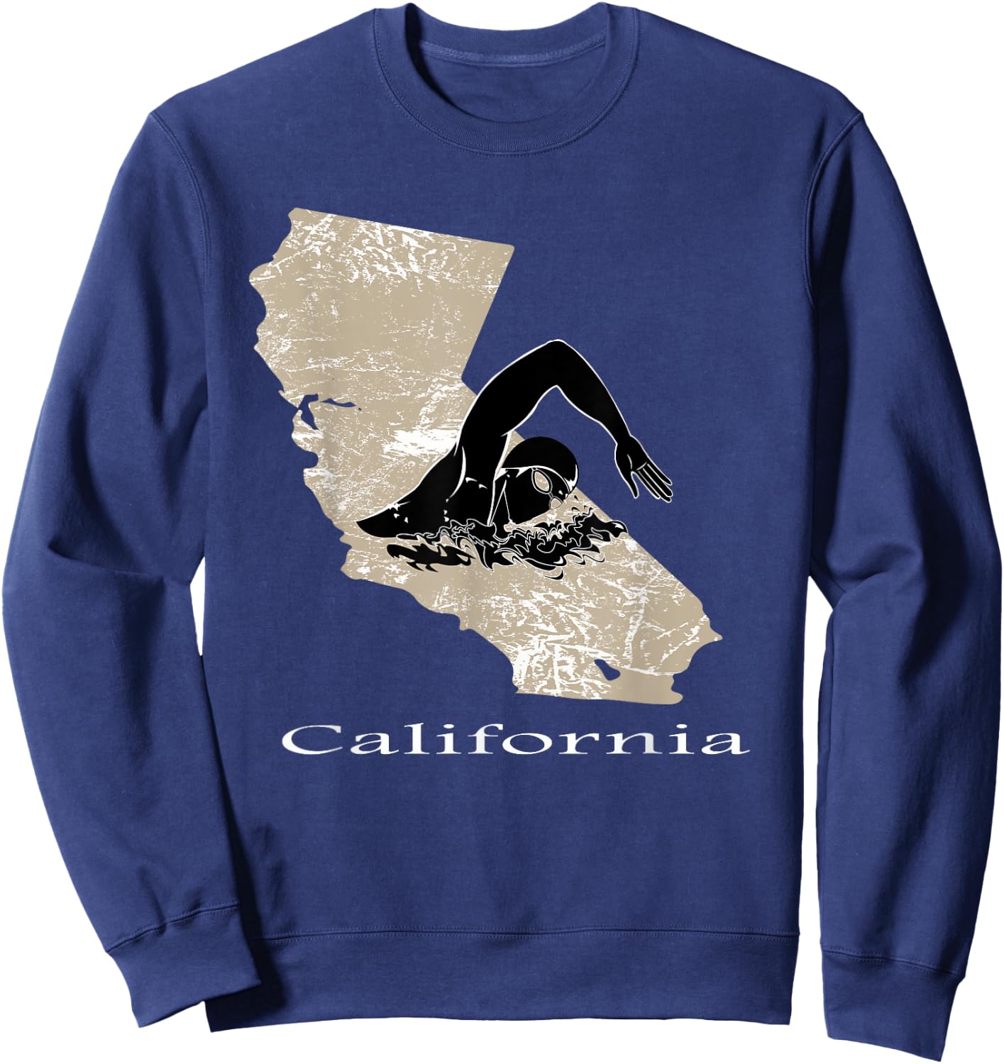 Swim Swimmer T shirt Funny Swimming Cap California State Sweatshirt - Sweatshirt | Navy