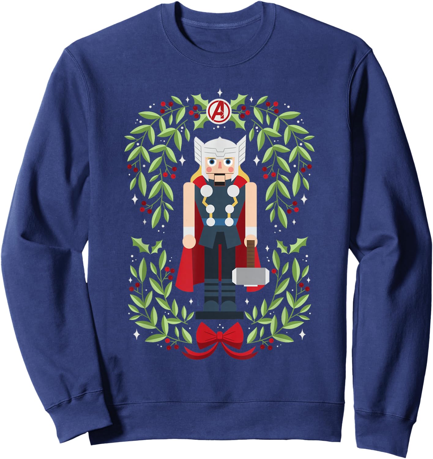 Marvel Holiday Christmas Avengers Holly Thor Nutcracker Sweatshirt - Sweatshirt | Navy
