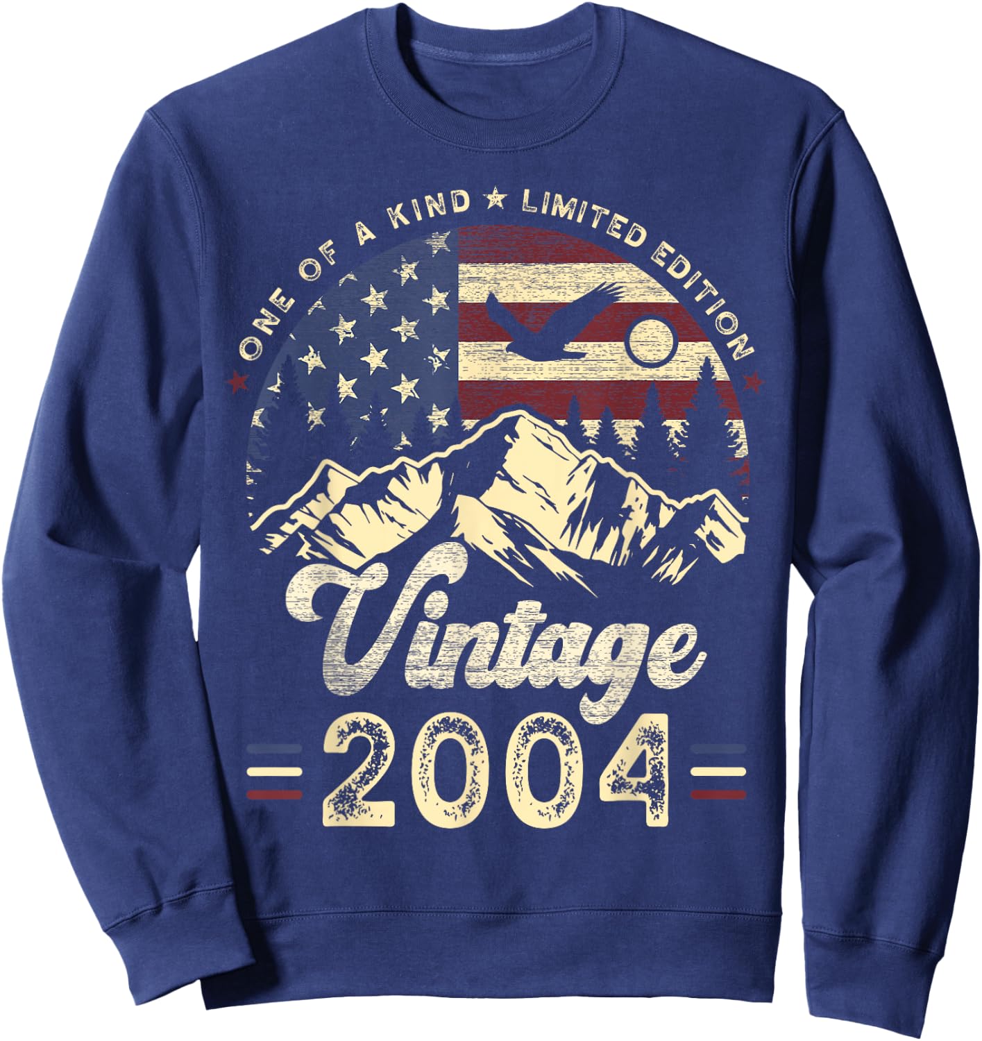 Vintage 2004 American Flag Patriotic Eagle 21st Birthday Sweatshirt - Sweatshirt | Navy