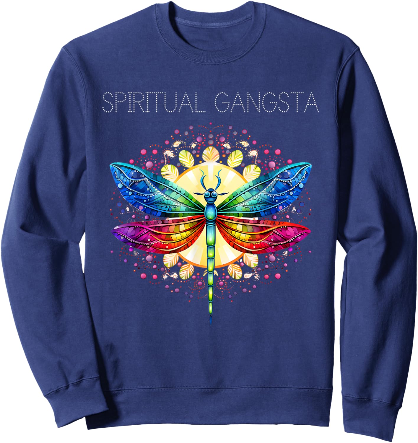 Spiritual Gangsta Dragonfly Yoga Meditation Mandala Sweatshirt - Sweatshirt | Navy