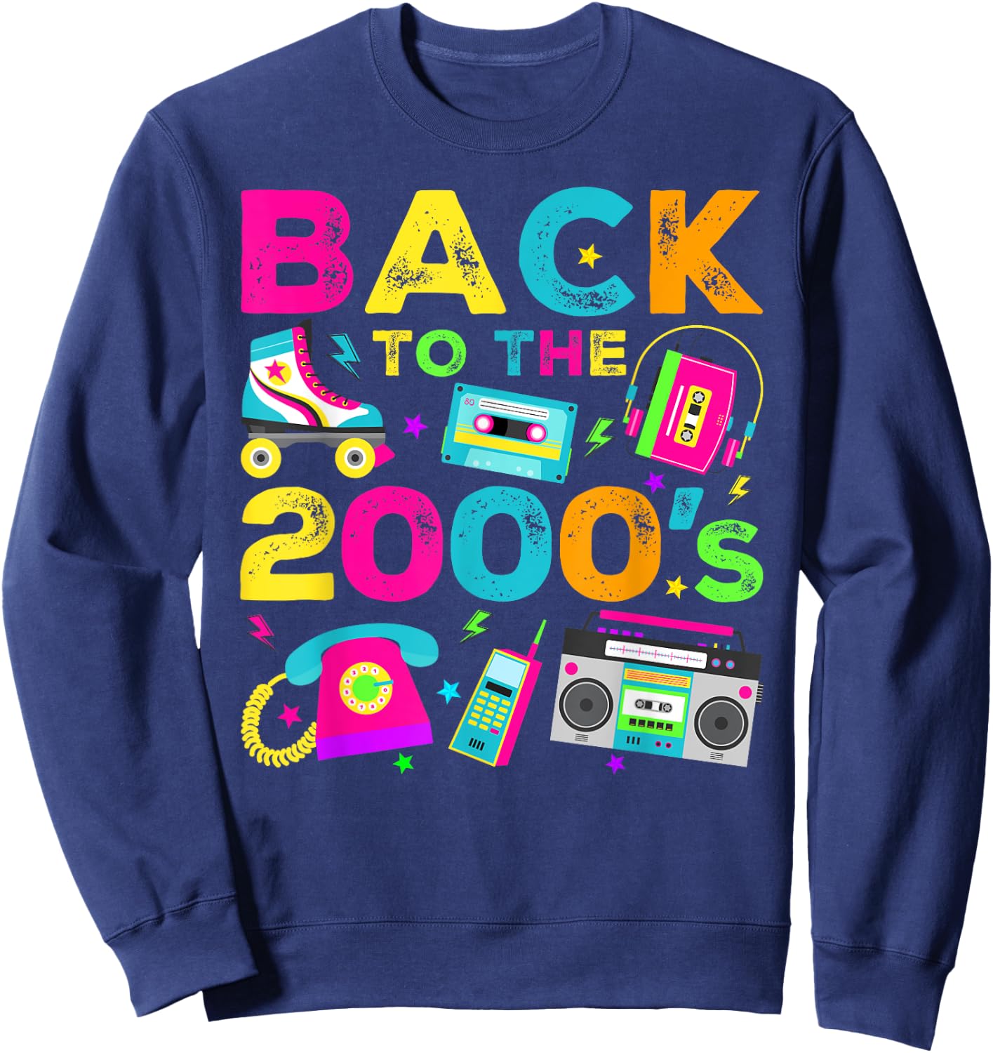 Back To 2000's 2000s Vintage Style 2000s Retro Party Sweatshirt - Sweatshirt | Navy