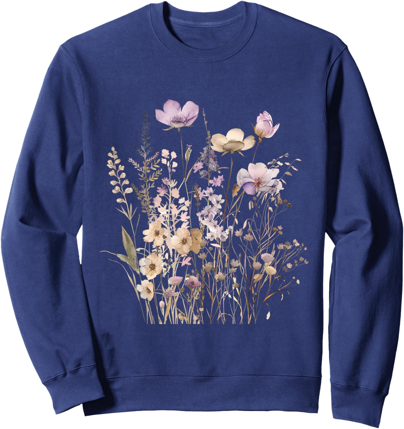 Summer Flower Botanical Nature Lover Floral Art Wildflower Sweatshirt - Sweatshirt | Navy