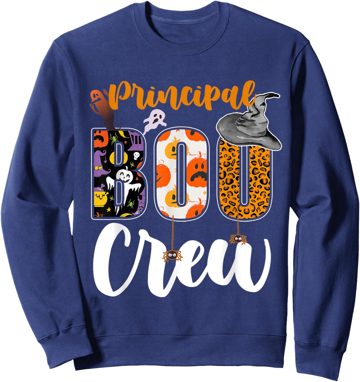 Principal Boo Crew Ghost Halloween Teachers School Matching Sweatshirt - Sweatshirt | Navy
