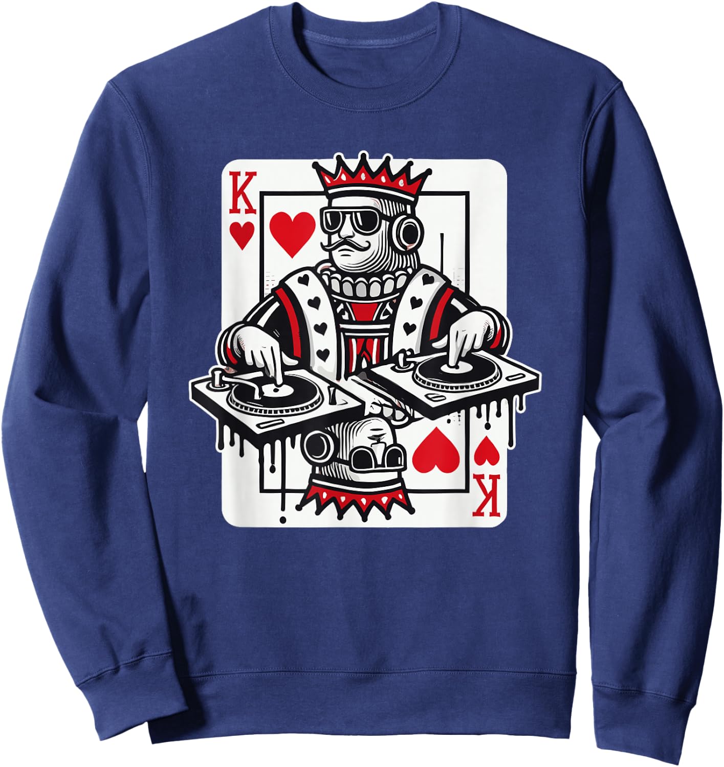 King Card Hearts Clubbing Disco Techno Outfit DJ King Card Sweatshirt - Sweatshirt | Navy