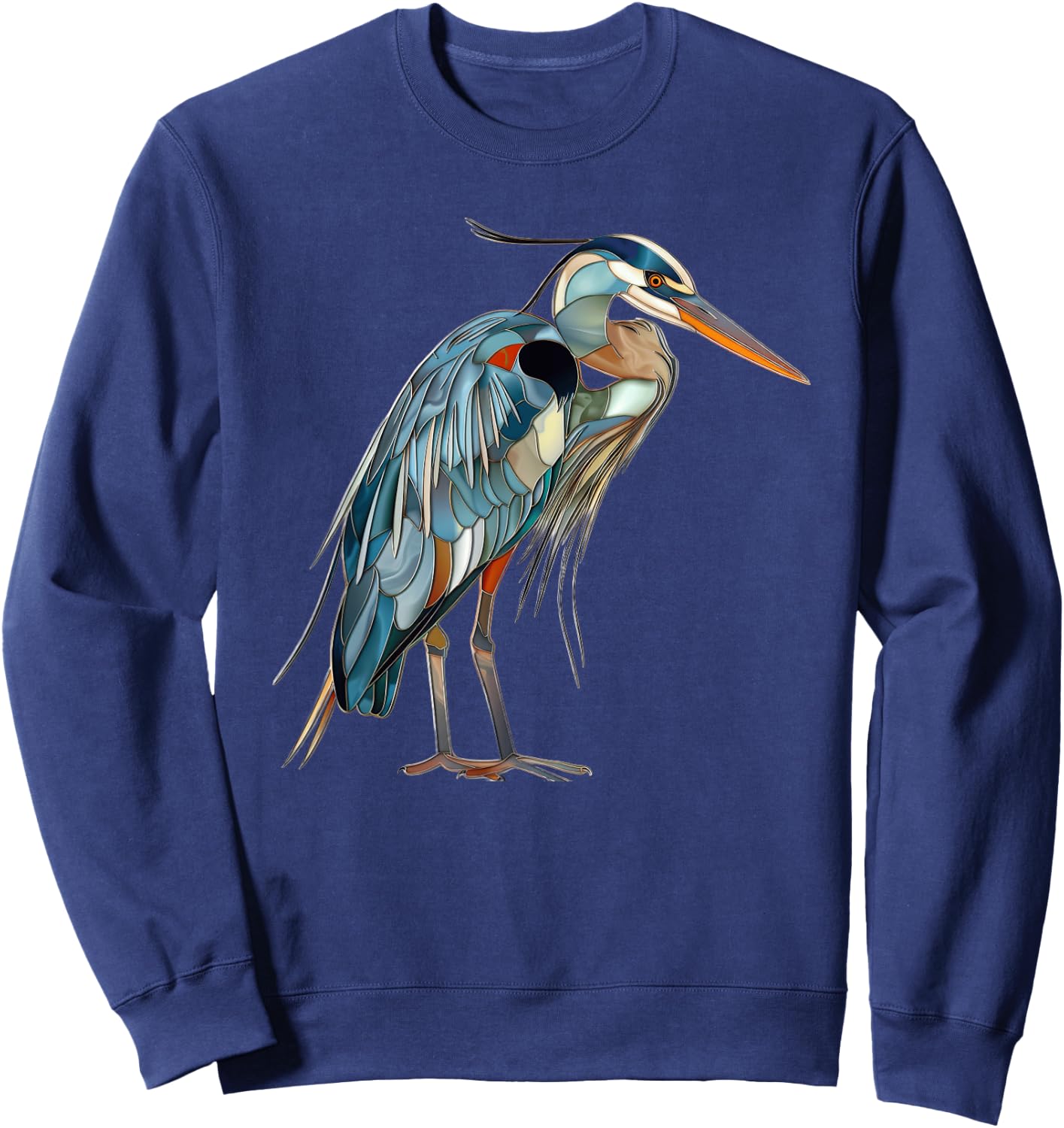 Great Blue Heron Stained Glass Sweatshirt - Sweatshirt | Navy
