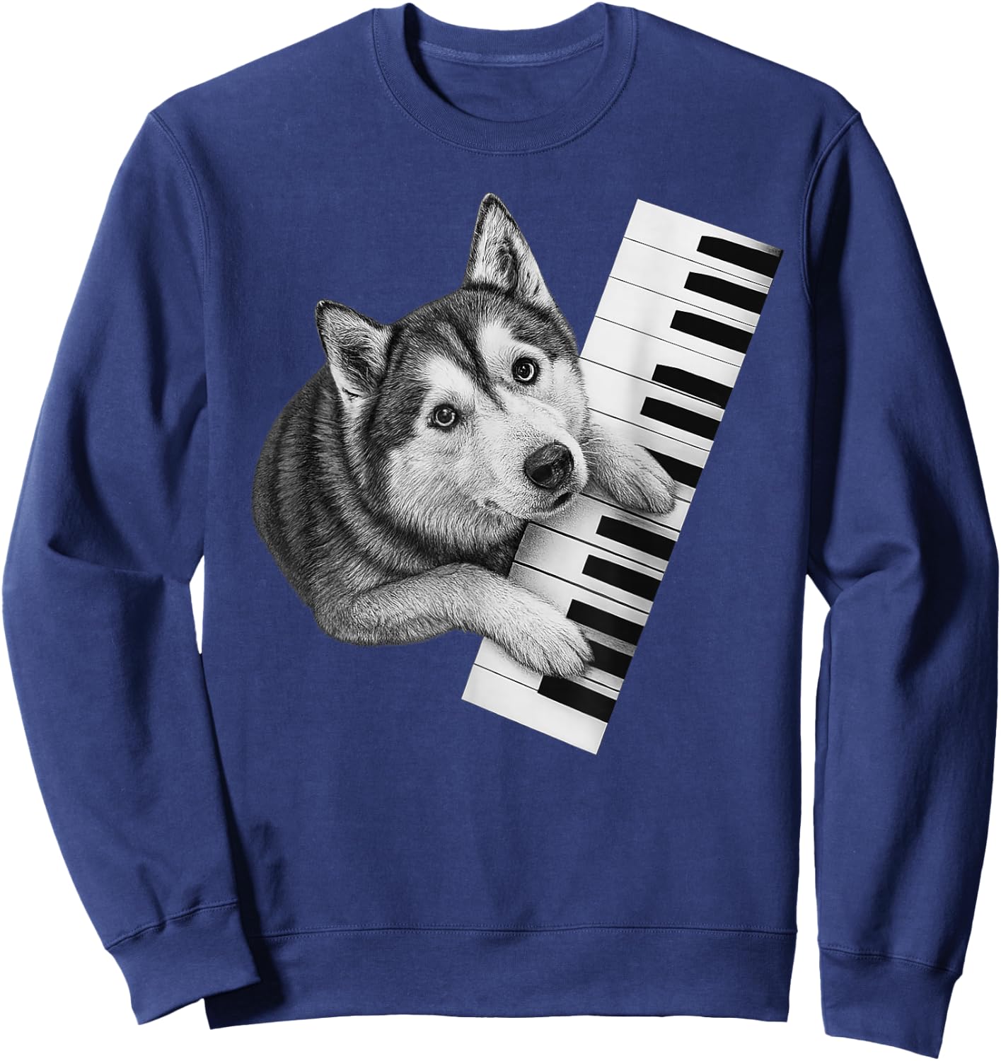 Husky Playing Piano Pianist Dog Lover Sweatshirt - Sweatshirt | Navy