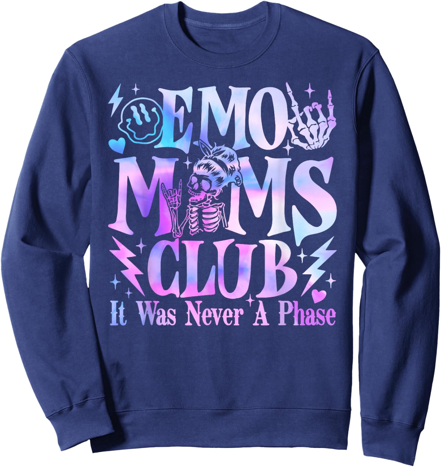 It Was Never A Phase Emo Moms Club Mother's Day Skeleton Sweatshirt - Sweatshirt | Navy