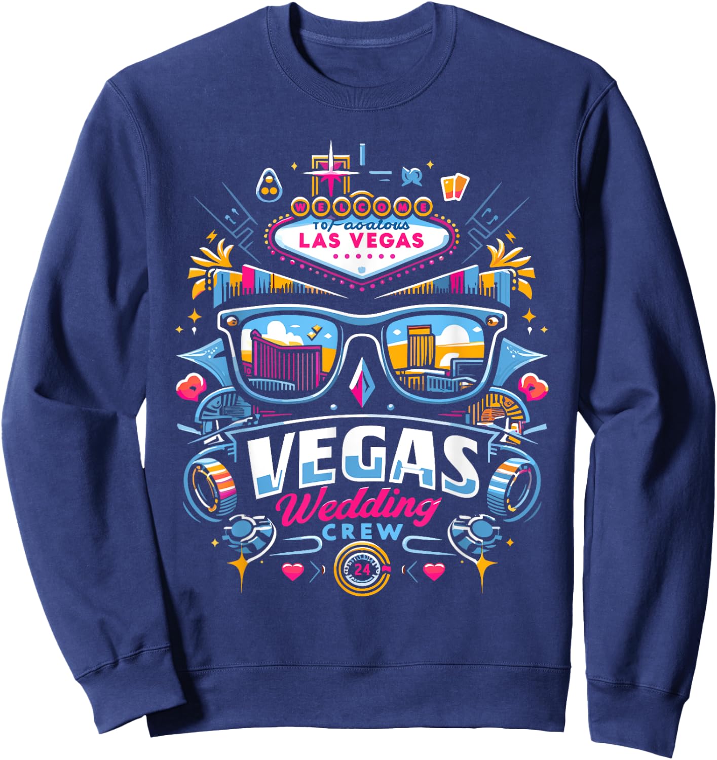 Vegas Wedding Crew Shirt Married in Vegas Vegas Wedding Sweatshirt - Sweatshirt | Navy