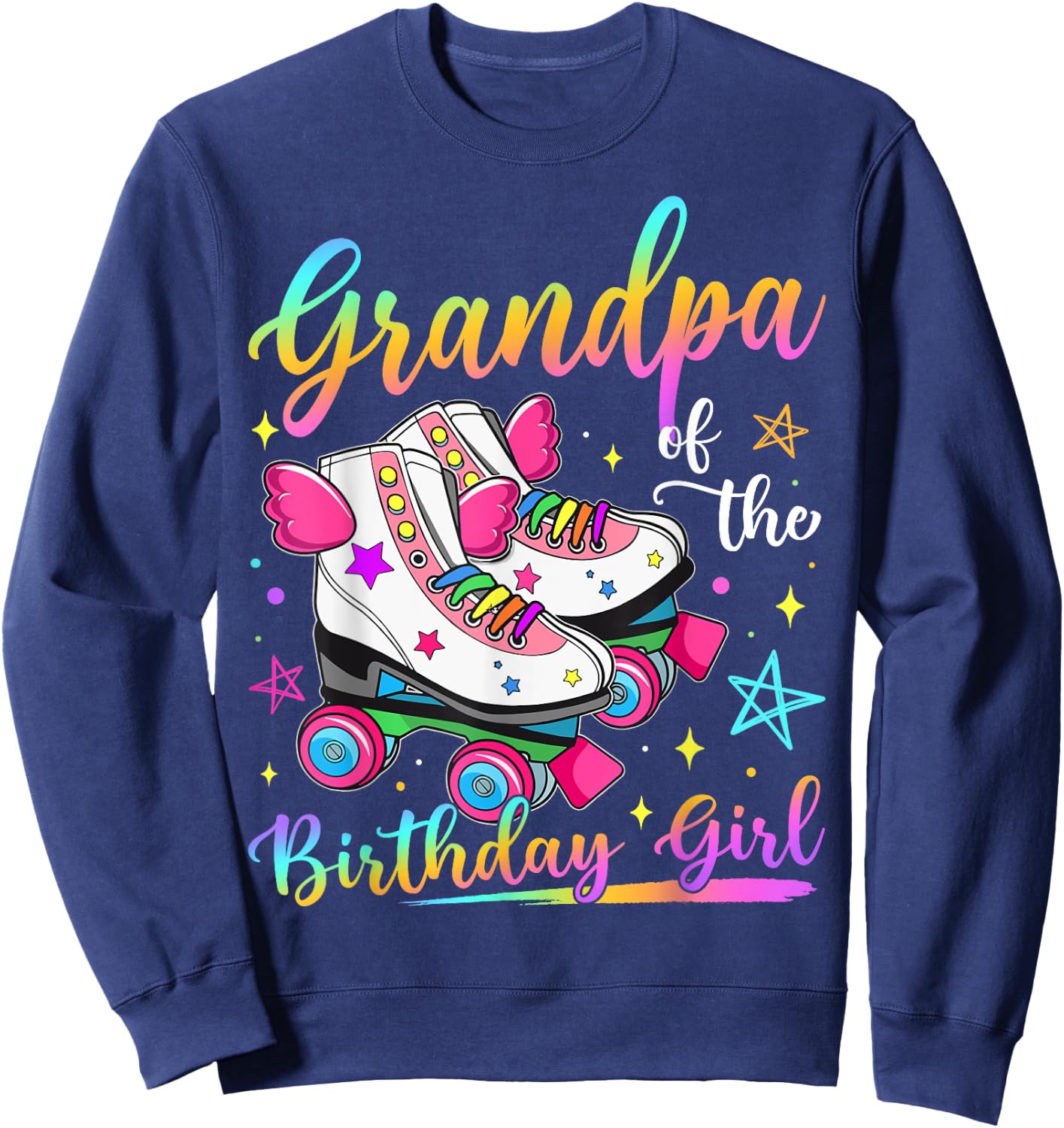 Grandpa Of The Birthday Girl Rolling Skate Family Matching Sweatshirt - Sweatshirt | Navy