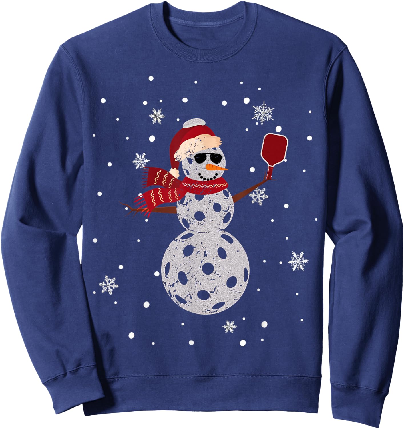 Santa Hat Snowman Family Xmas Matching Pickleball Christmas Sweatshirt - Sweatshirt | Navy