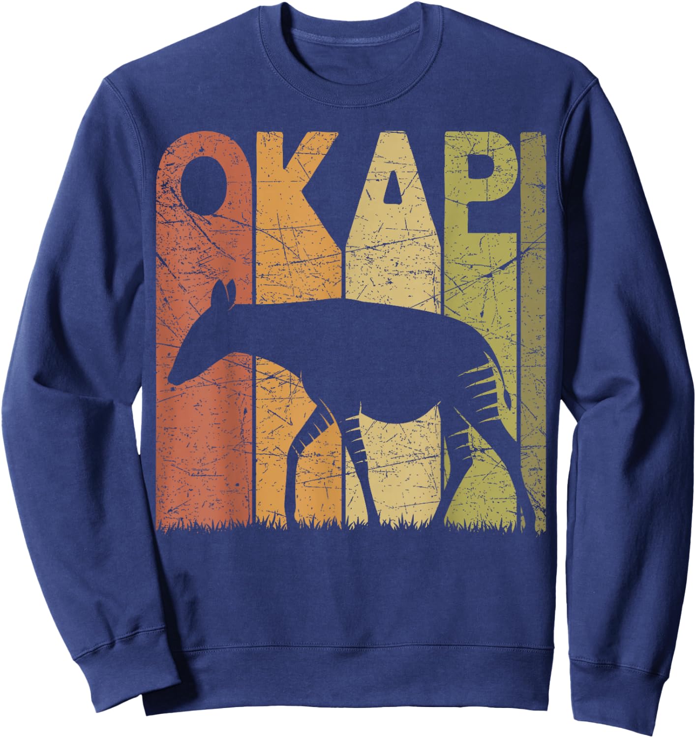 Okapi Vintage Forest Giraffe Okapi Retro Zoology Sweatshirt - Sweatshirt | Navy