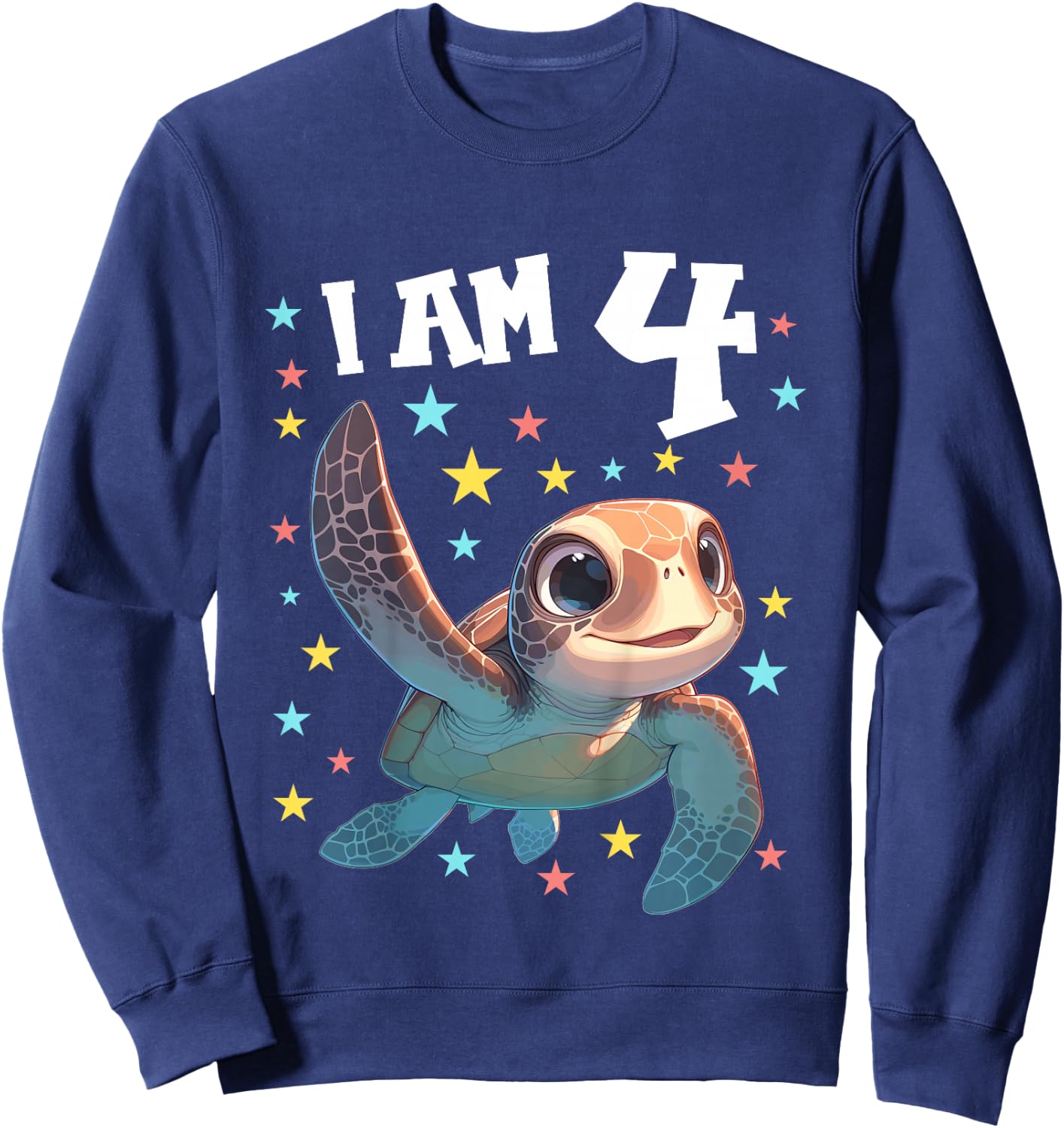 4 Years old 4 birthday Sea Turtles Boy Girl Sea Turtle Sweatshirt - Sweatshirt | Navy