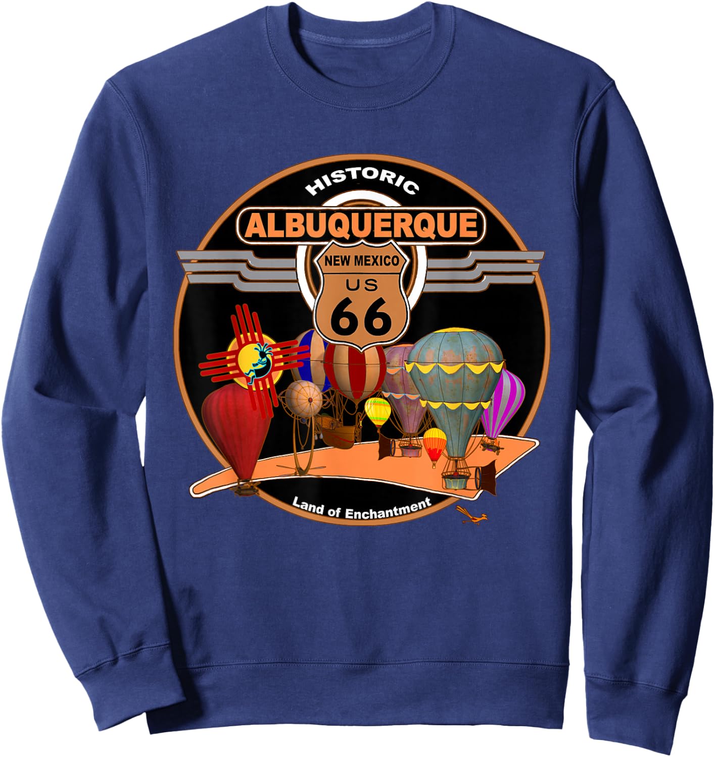 Albuquerque New Mexico US 66 Hot Air Balloon Keepsake Sweatshirt - Sweatshirt | Navy