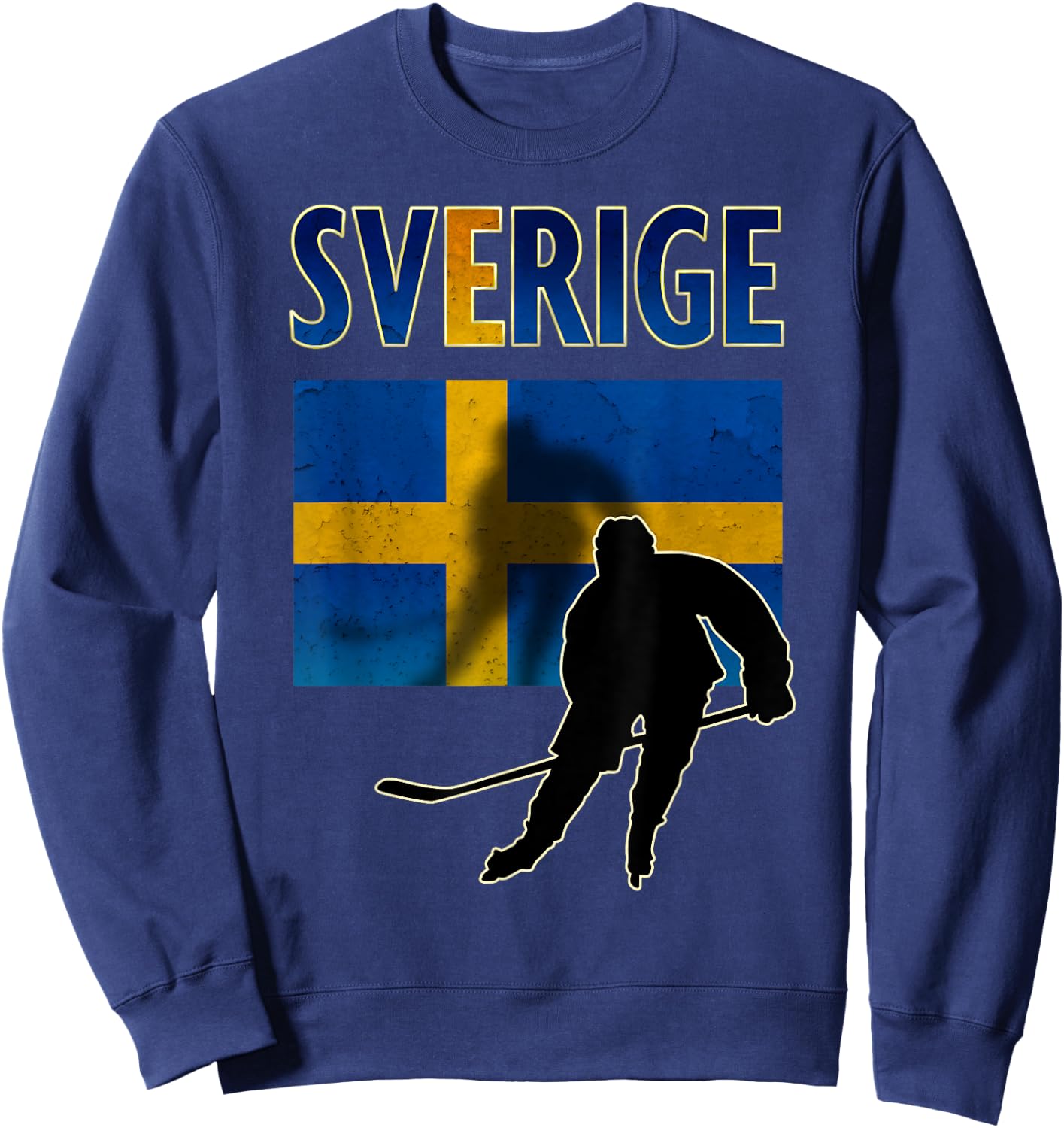 Sweden Ice Hockey T Shirt Swedish Flag Sweatshirt - Sweatshirt | Navy