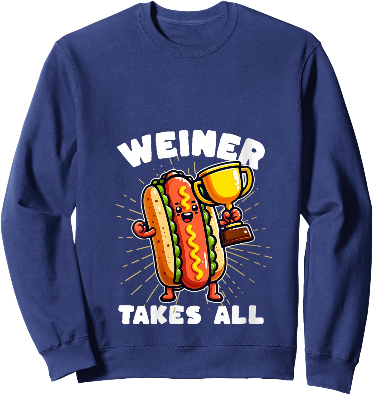 Funny Hot Dogs and Sausage Weiner Takes All Competitive V-Neck Sweatshirt - Sweatshirt | Navy