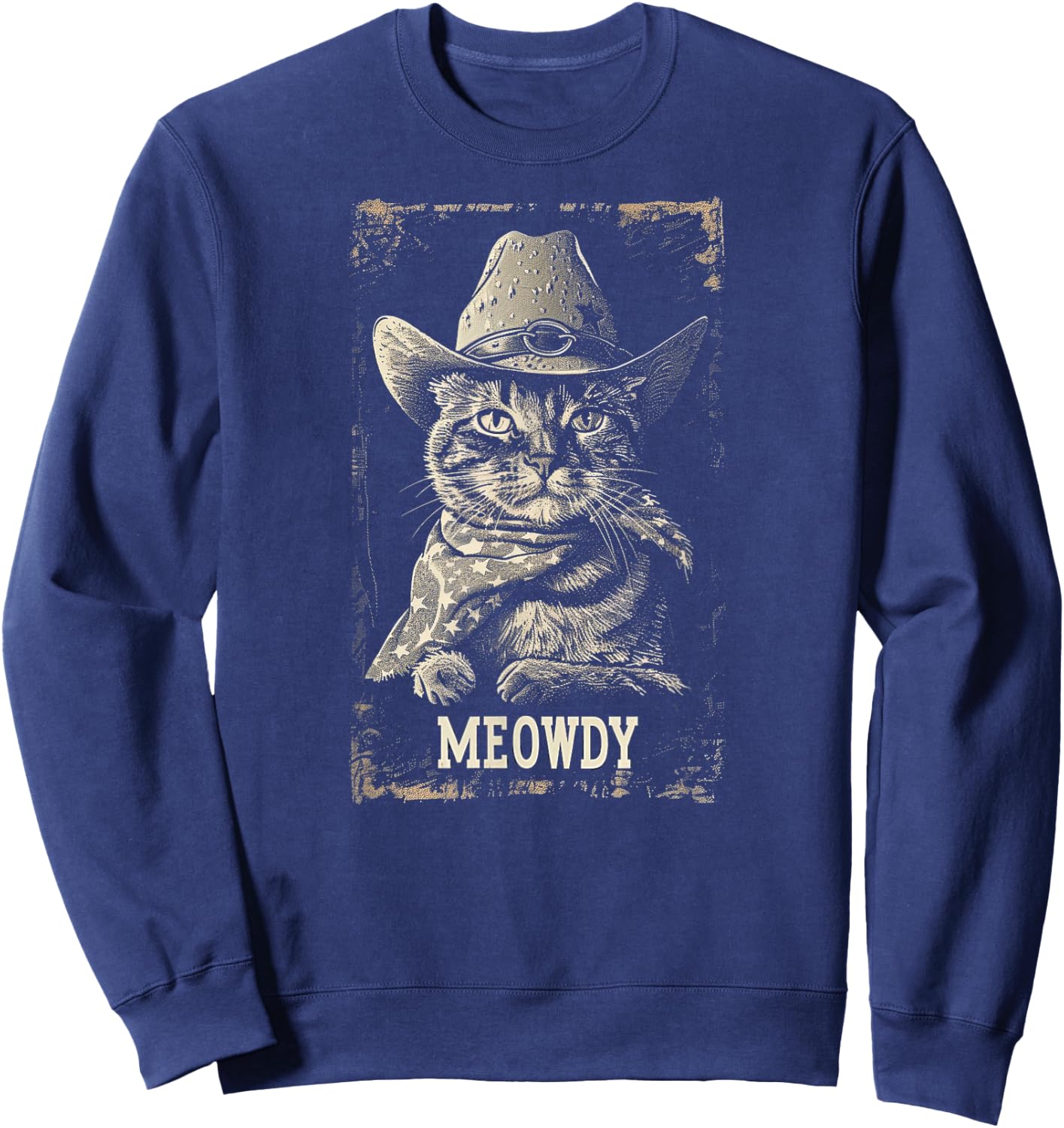 Meowdy Cat, Cowboy Kitten, Country Music Sweatshirt - Sweatshirt | Navy