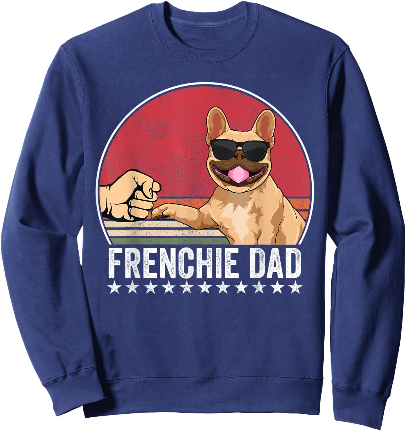 French Bulldog Dad Dog Fist Bump Frenchie Dog Outfit Sweatshirt - Sweatshirt | Navy