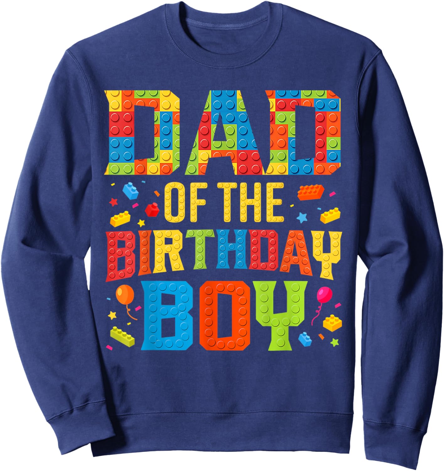 Dad Of The Birthday Boy Master Builder Building Blocks Kids Sweatshirt - Sweatshirt | Navy