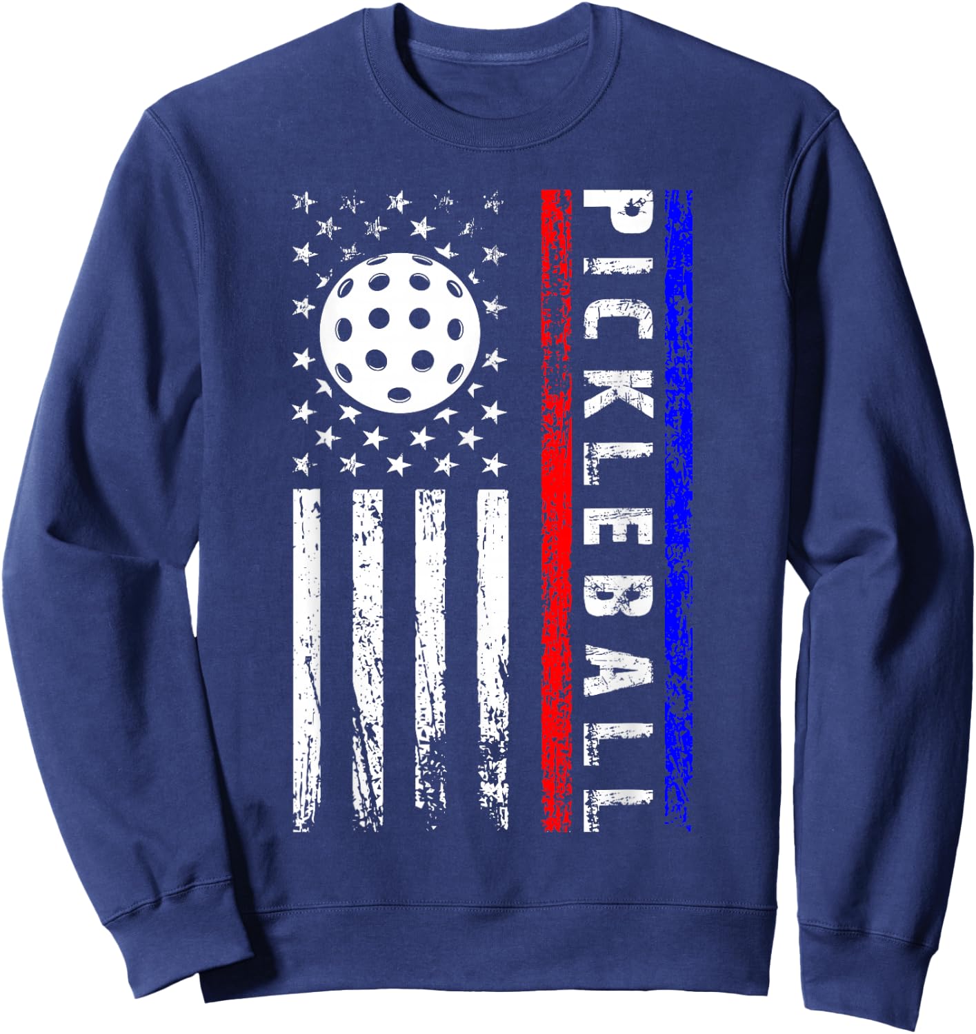 Pickleball Lovers 4th of July American Flag Pickle Ball USA Sweatshirt - Sweatshirt | Navy