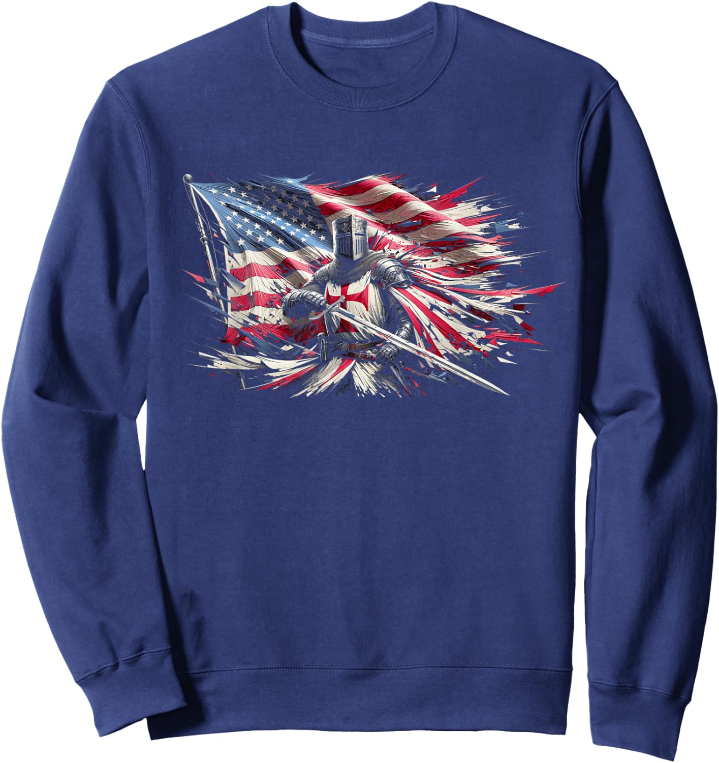 Knight Templar American Flag Crusader Men Sweatshirt - Sweatshirt | Navy