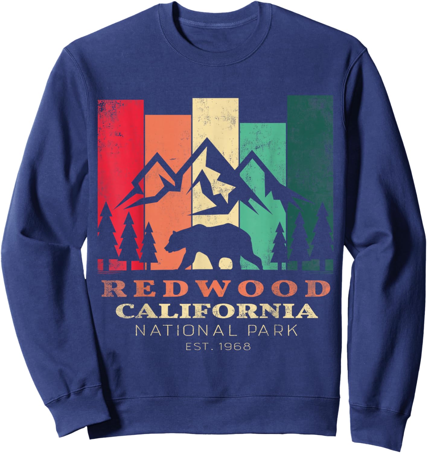 Retro Vintage Redwood National Park for kids Hiking Camping Sweatshirt - Sweatshirt | Navy