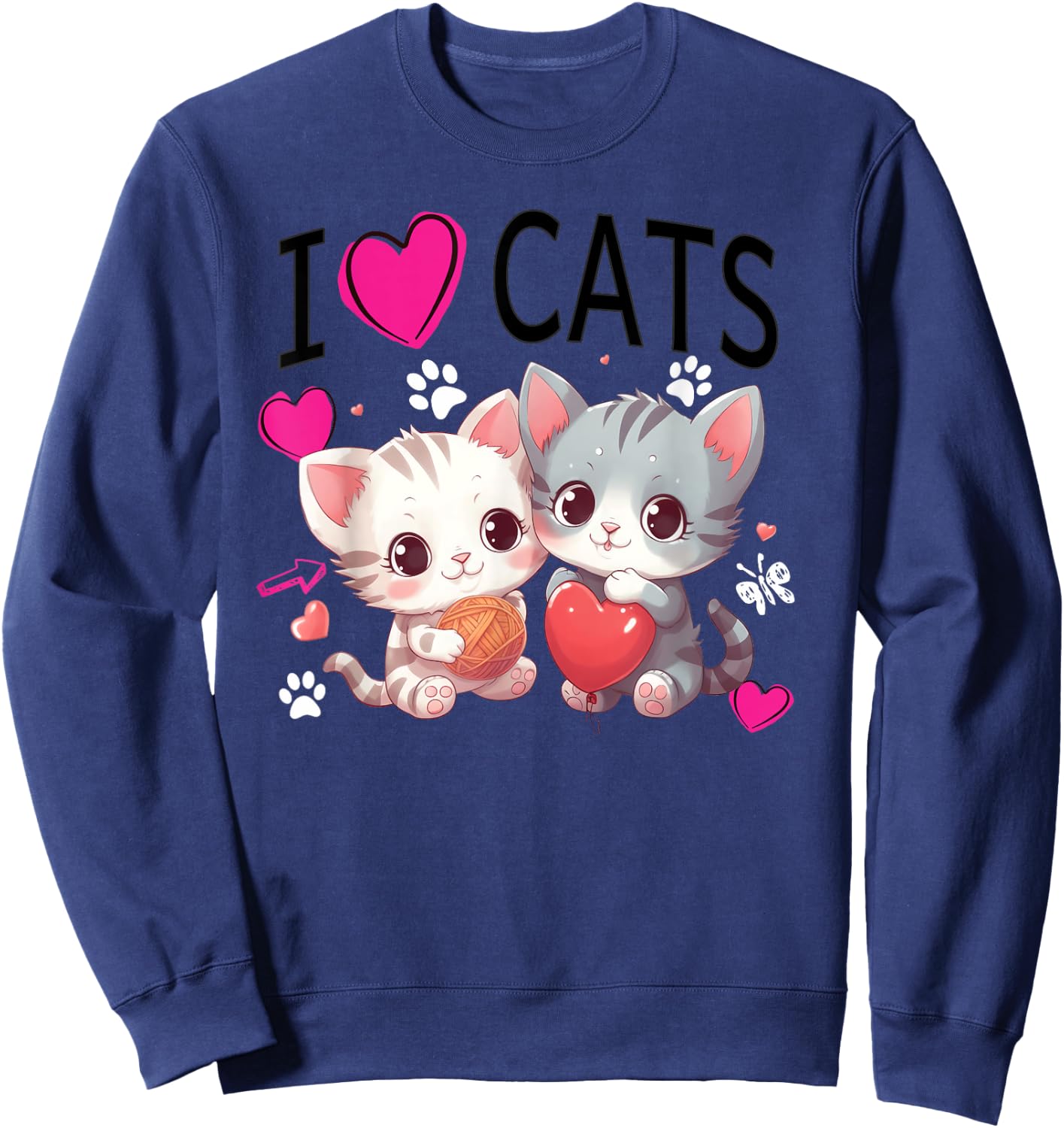 I love cats Just a girl who loves Cats Gifts idea Sweatshirt - Sweatshirt | Navy