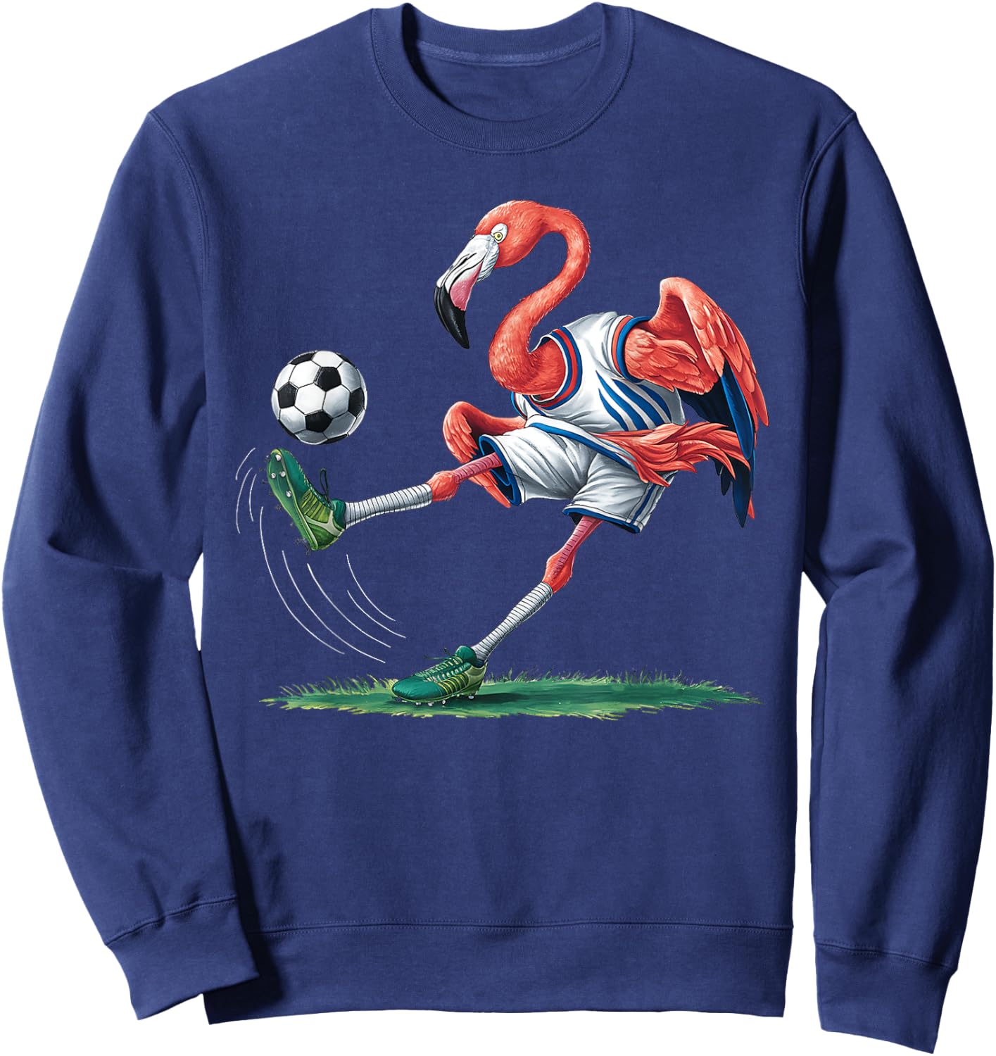 Funny Flamingo Sports Flamingo Playing Soccer Sweatshirt - Sweatshirt | Navy