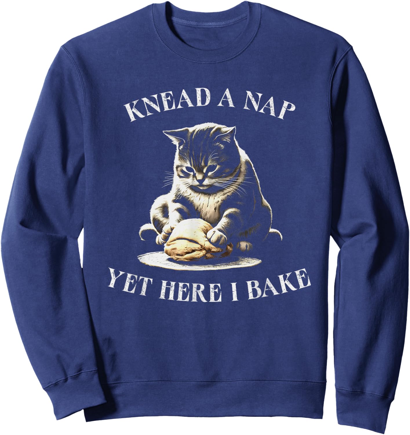 Cat Making Biscuits Funny Cat Baking Knead Nap Women Kids Sweatshirt - Sweatshirt | Navy