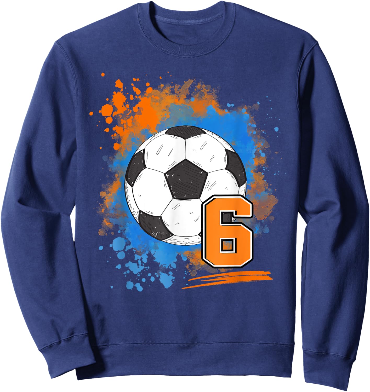 6th Birthday 6 Years Old Soccer Ball Sweatshirt - Sweatshirt | Navy