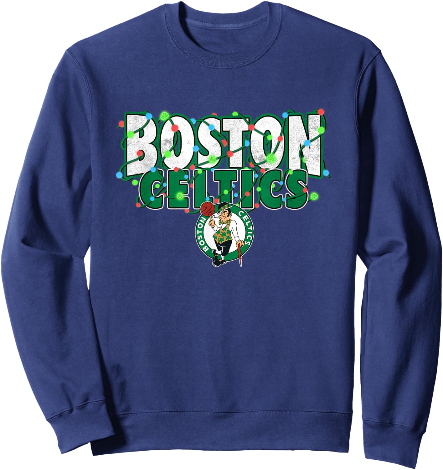 NBA Boston Celtics Christmas Lights Holiday Logo Sweatshirt - Sweatshirt | Navy