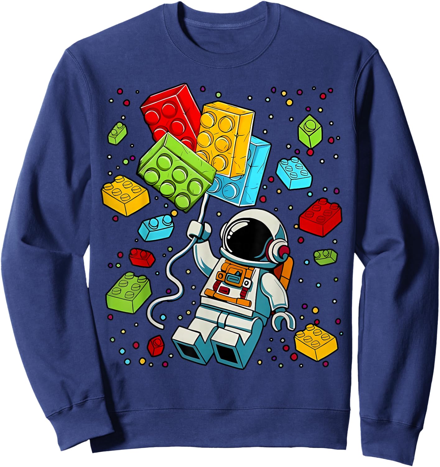 Space Astronaut Master Builder Building Blocks Boys Kids Sweatshirt - Sweatshirt | Navy