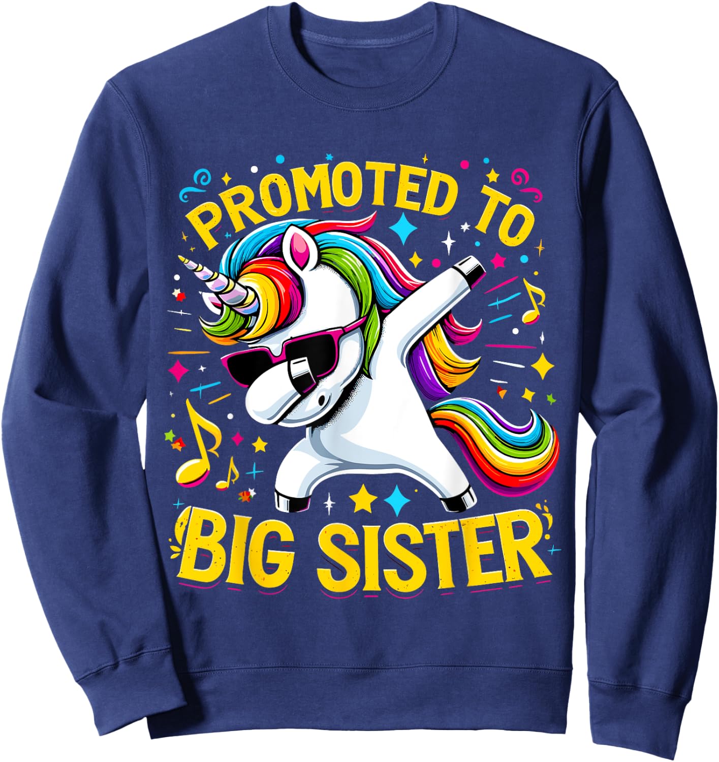 Promoted to Big Sister Unicorn Dabbing Sweatshirt - Sweatshirt | Navy