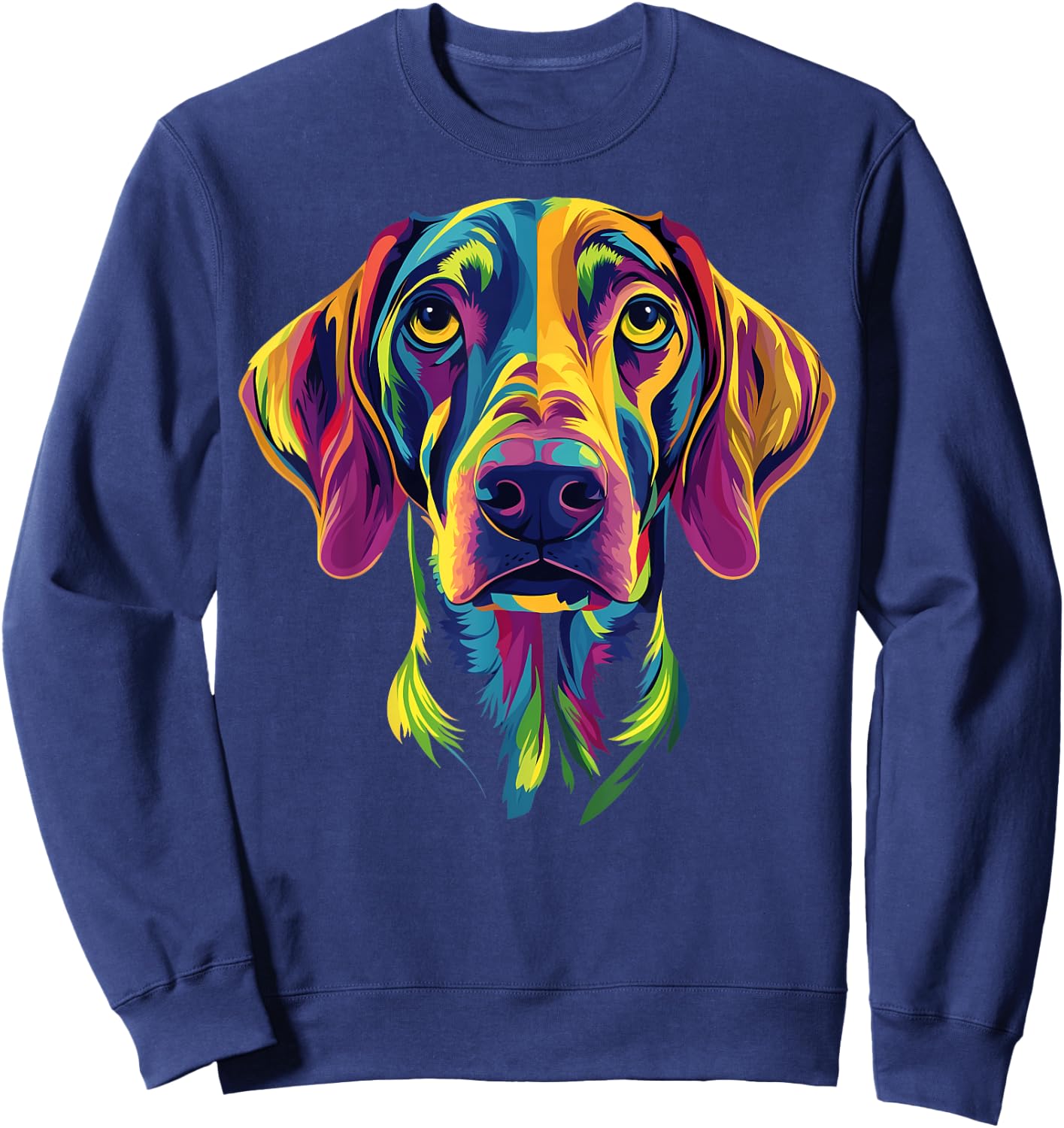 Colorful Plott Hound Face Cute Dog Lover Men Women Black Sweatshirt - Sweatshirt | Navy