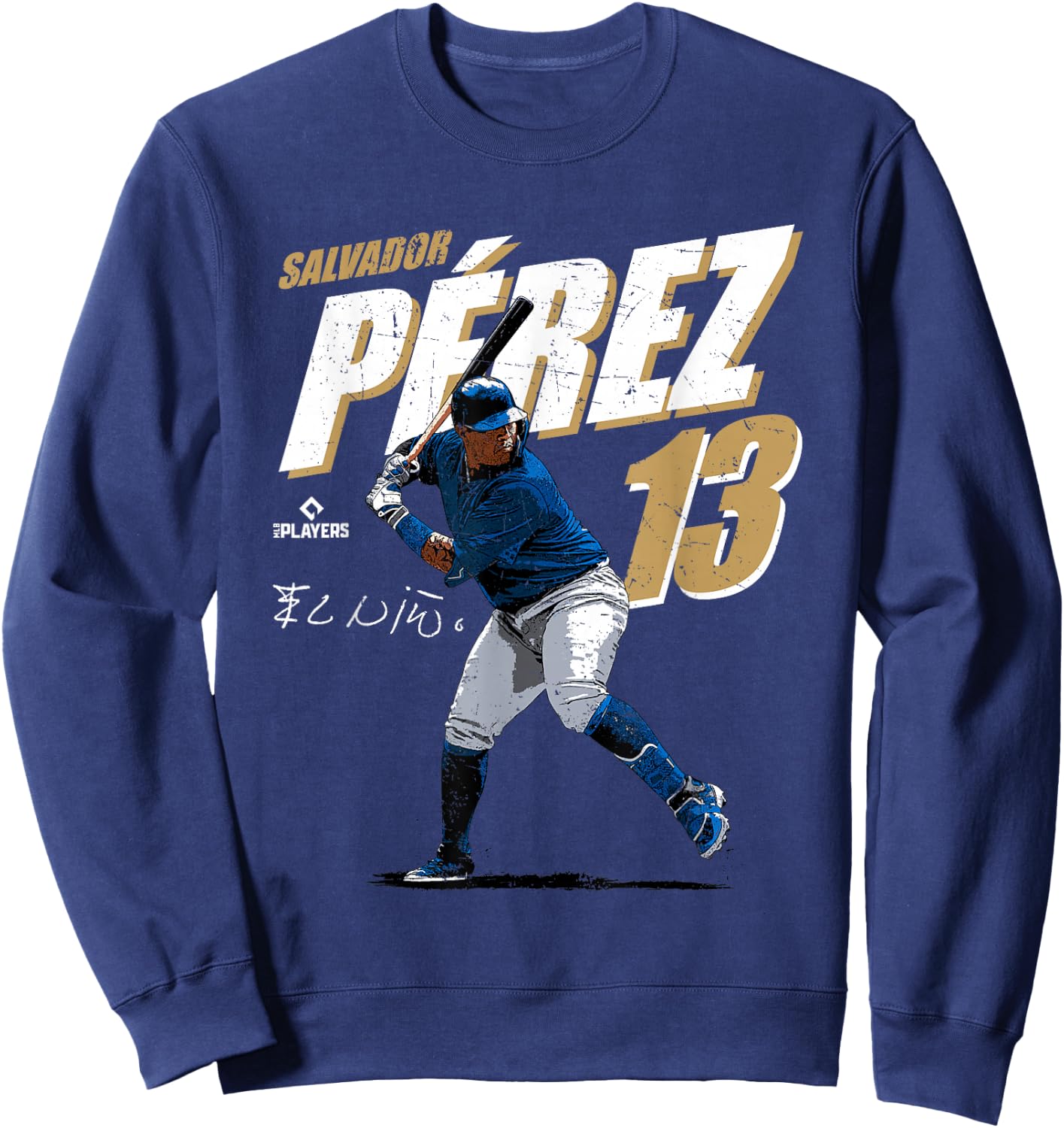 License Champs Salvador Perez Kansas City Baseball Player MLBSPZ3001 Blue Sweatshirt - Sweatshirt | Navy