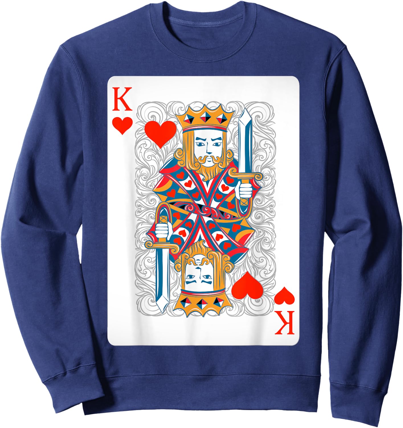 King Of Hearts Playing Cards Shirt Easy Halloween Costume Sweatshirt - Sweatshirt | Navy