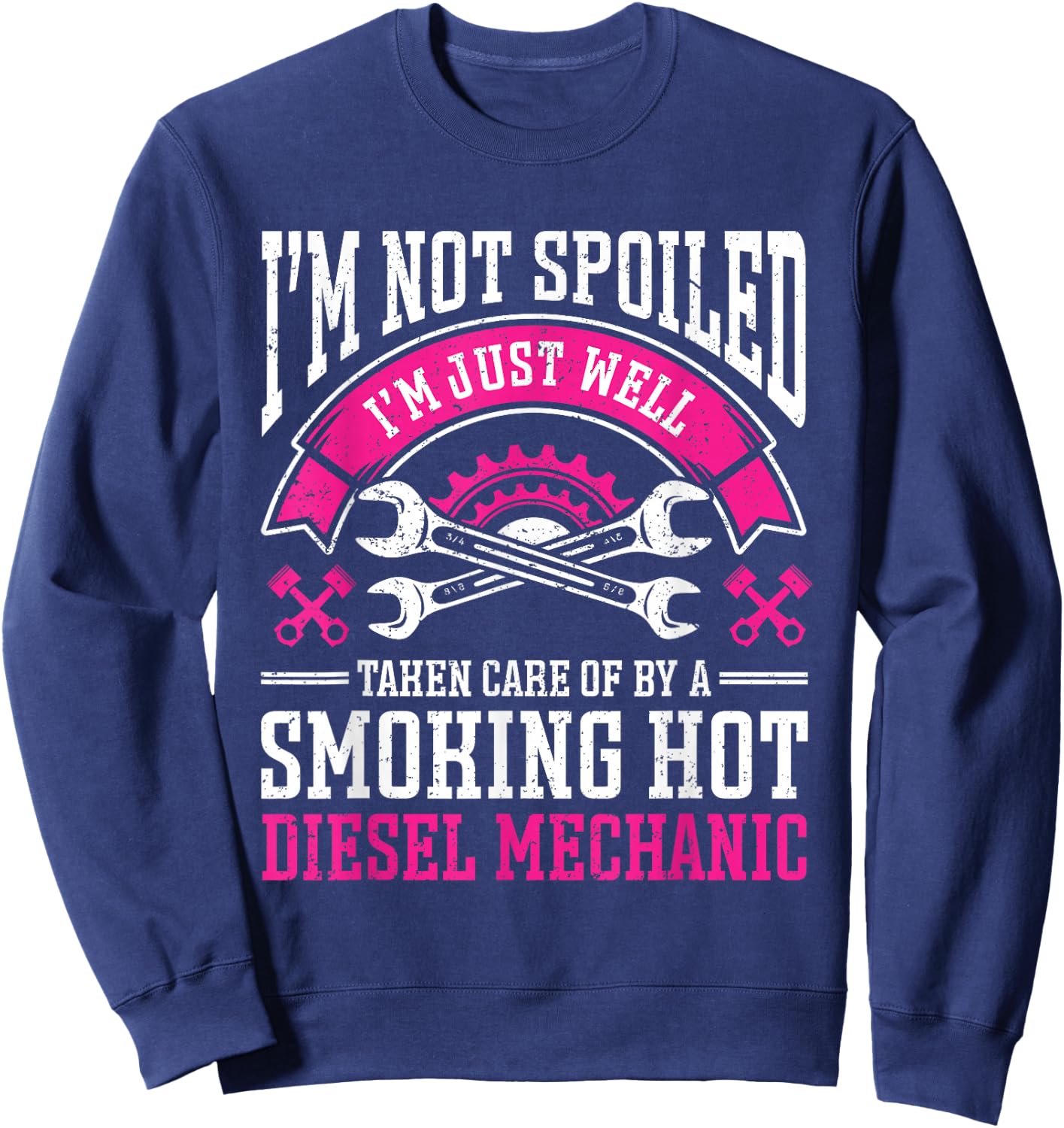 Vintage Mechanic Girlfriend Diesel Mechanic Wife Sweatshirt - Sweatshirt | Navy