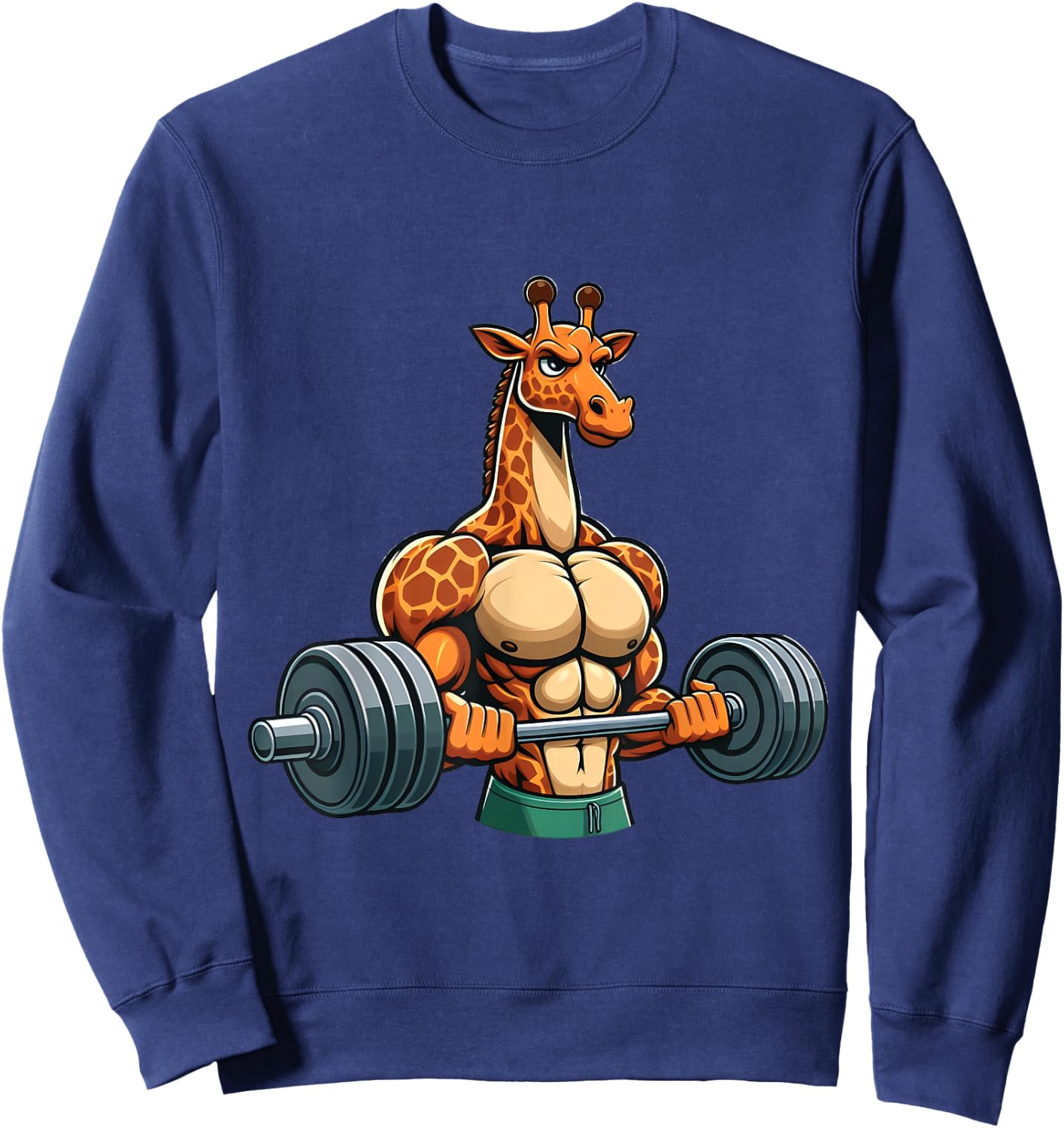 Funny Giraffe Gym Weightlifting Fitness Workout Deadlift Sweatshirt - Sweatshirt | Navy