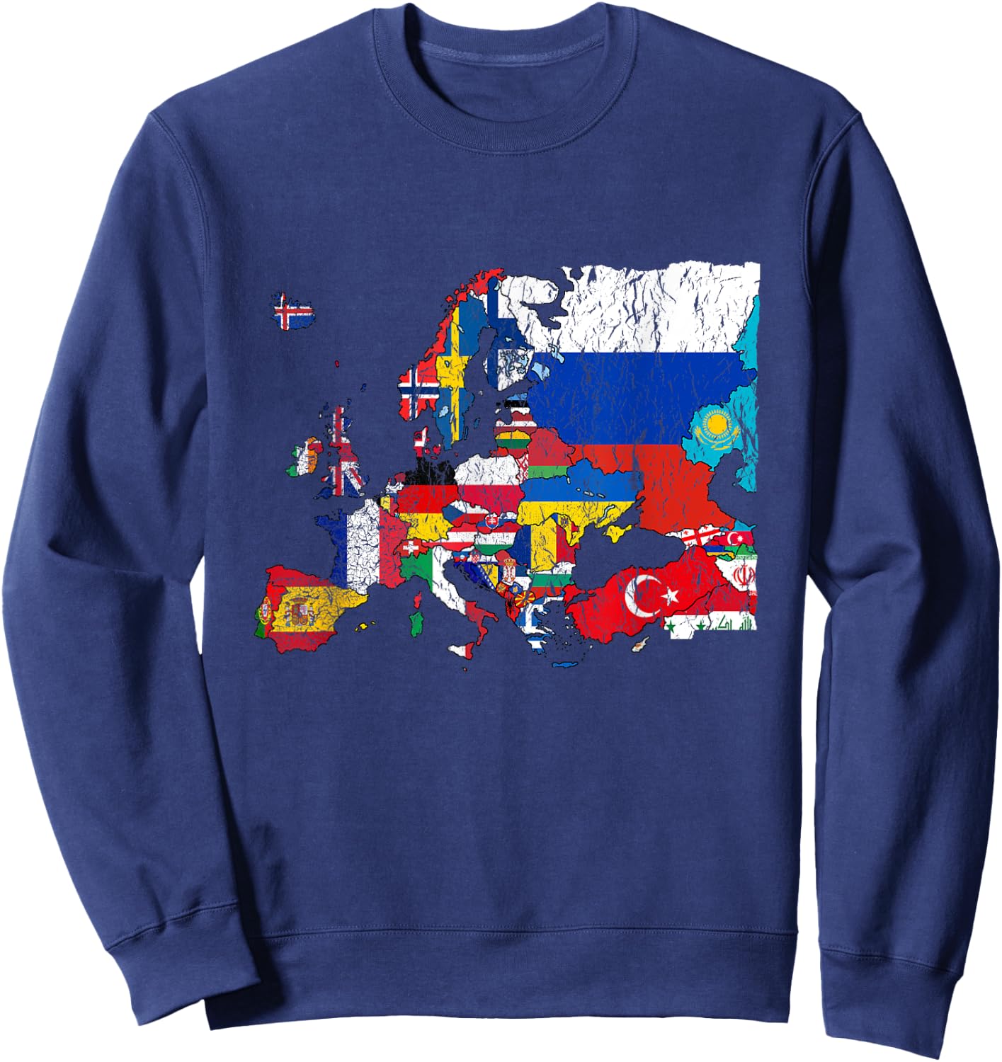 Europe Map with Flags Sweatshirt - Sweatshirt | Navy