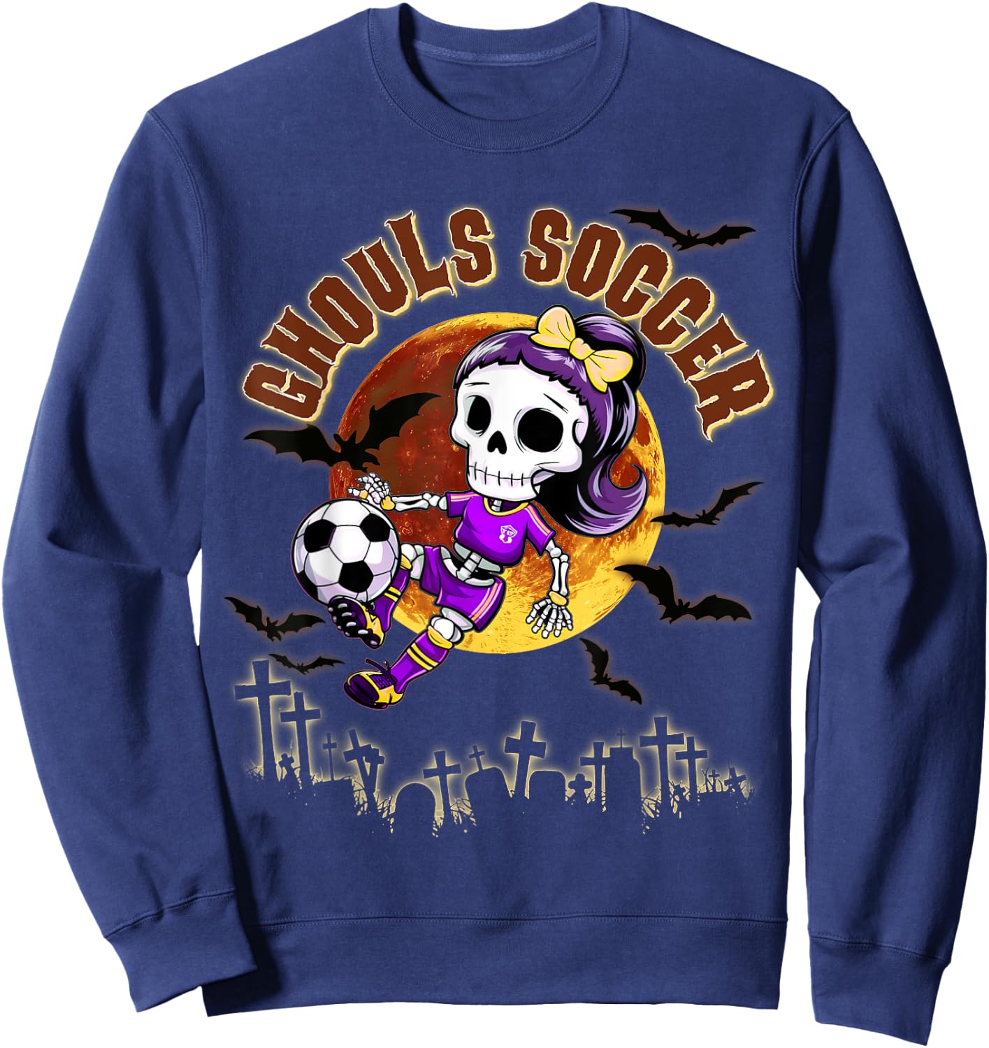 Halloween Soccer Girl for Teen Girls October Trick or Treat Sweatshirt - Sweatshirt | Navy