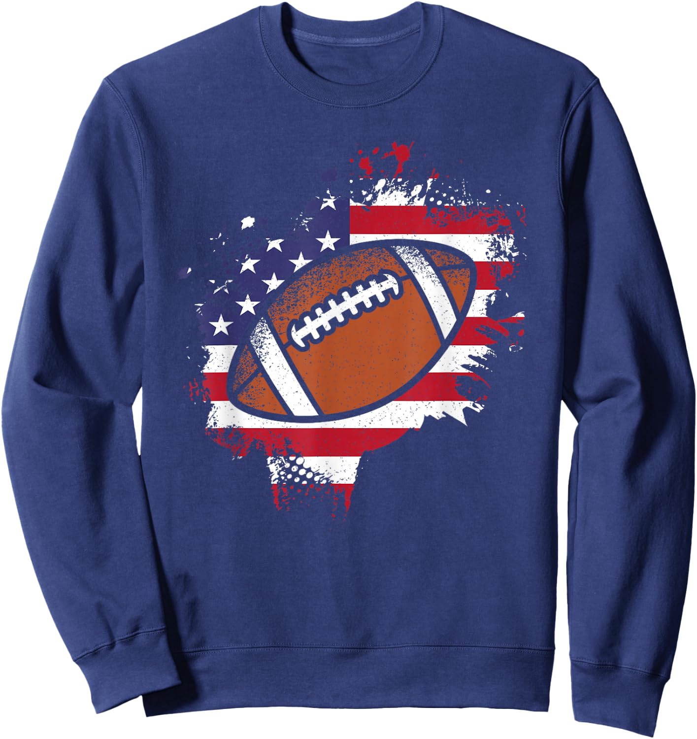 American Football Flag Vintage Football Lover Men Women Kids Sweatshirt - Sweatshirt | Navy