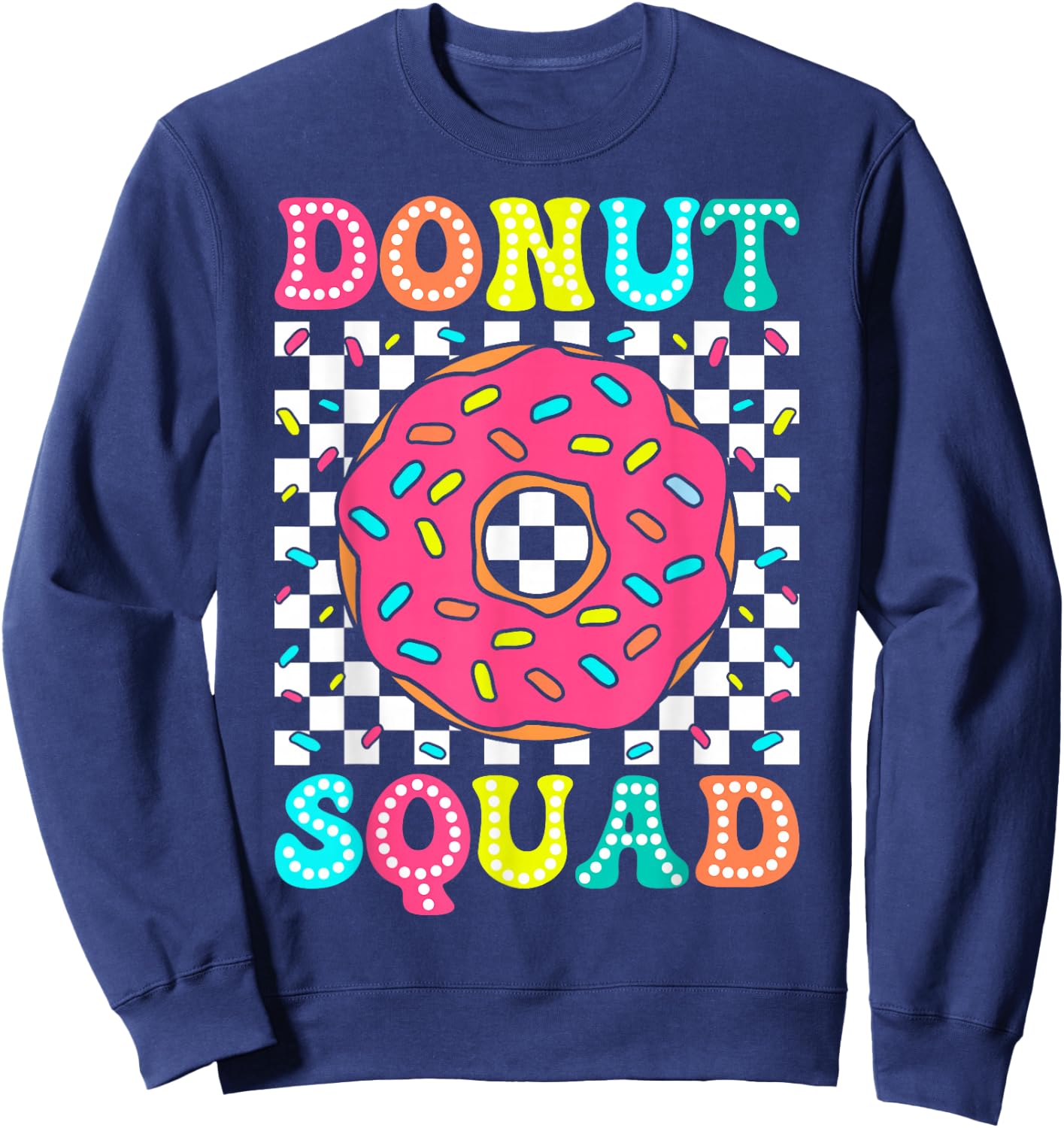 Donut Squad Groovy Donut Lover Birthday Party Girls Sweatshirt - Sweatshirt | Navy