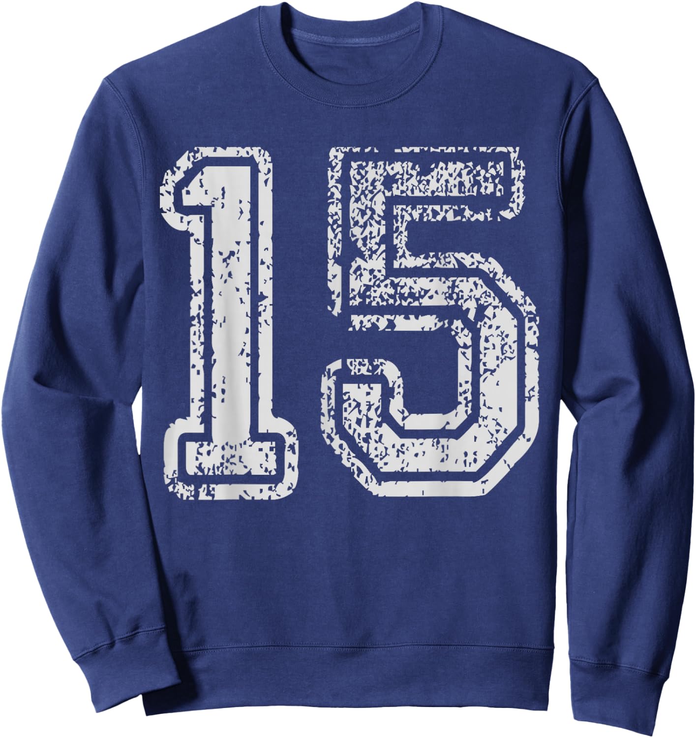 Team Jersey 15 Uniforms Number Fifteen School Sport Birthday Sweatshirt - Sweatshirt | Navy