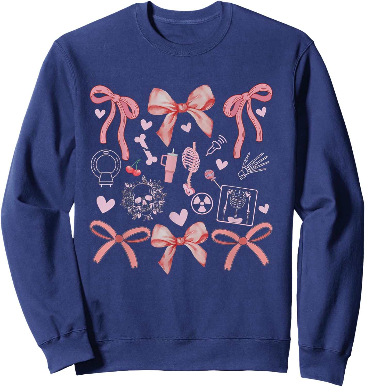 Women Radiology Coquette Bows XRay Tech Graduation MRI Tech Sweatshirt - Sweatshirt | Navy