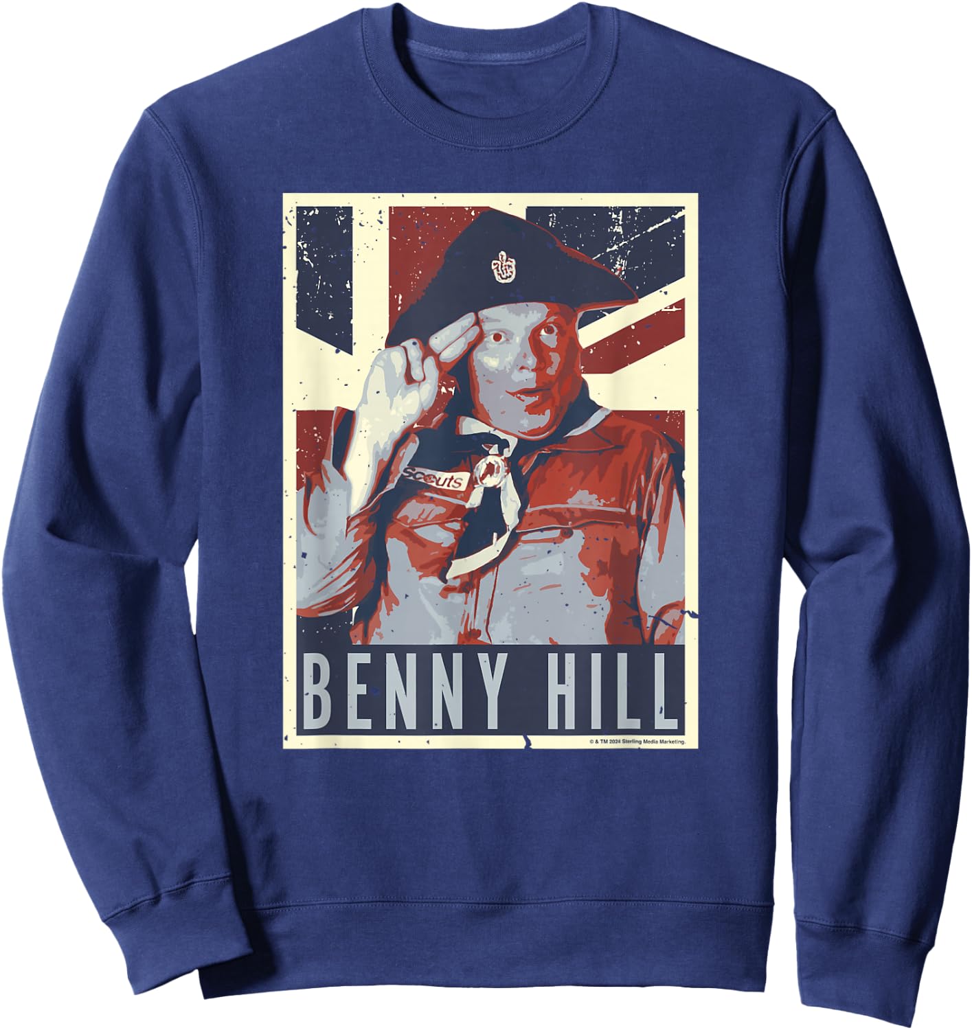 Benny Hill Cub Scout Salute Union Jack Flag Art Sweatshirt - Sweatshirt | Navy