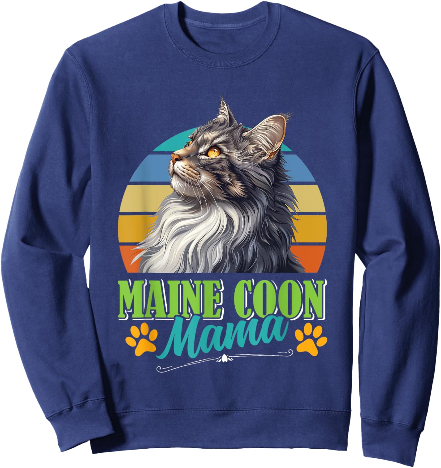 MAINE COON MAMA Maine Coon Mummy Cat Mummy Vintage Women Sweatshirt - Sweatshirt | Navy